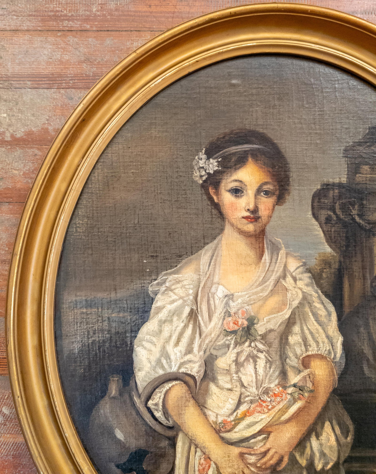19th Century European Italian Painting of a Tragic Sad Young Lady - 3