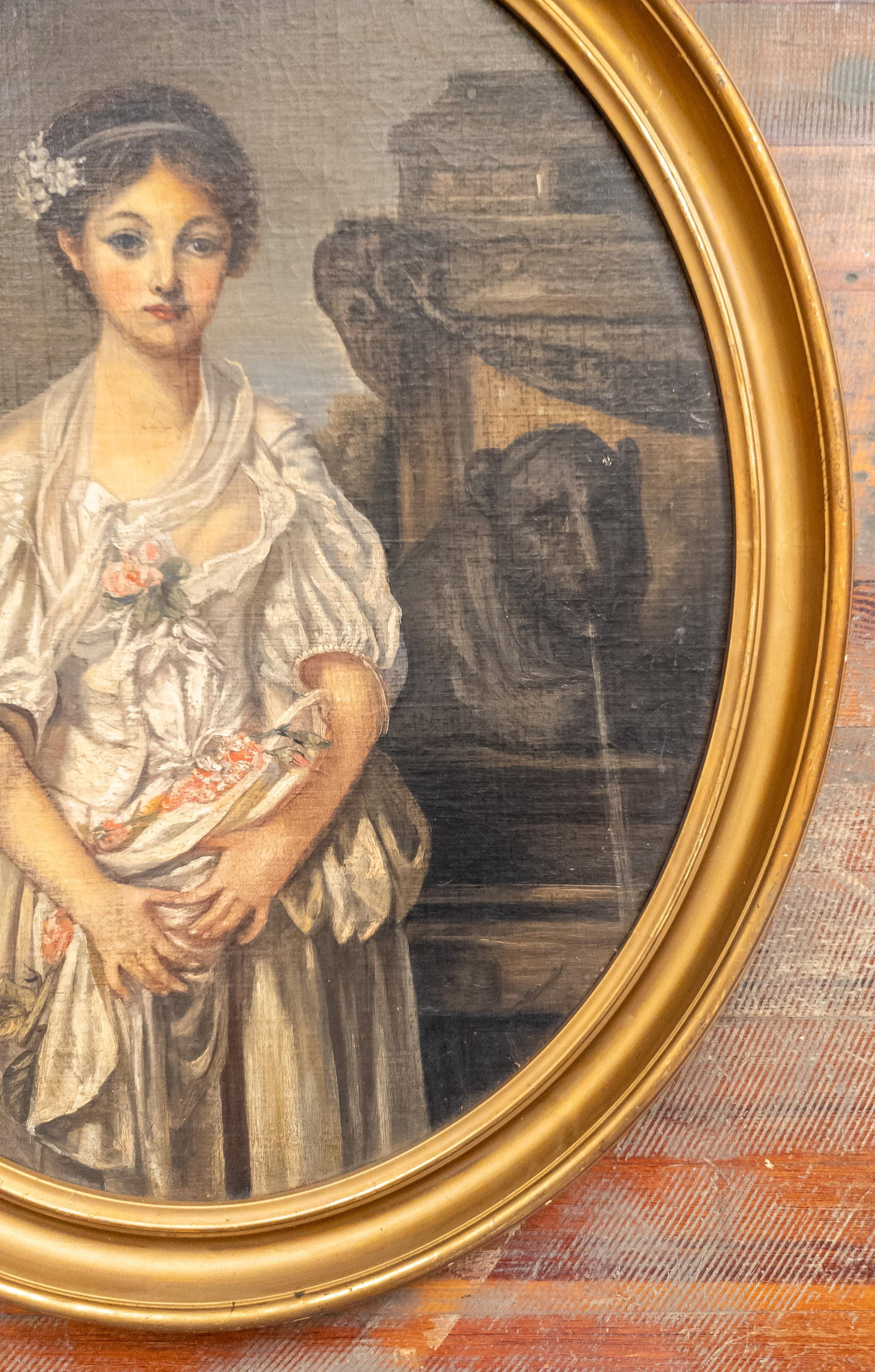 19th Century European Italian Painting of a Tragic Sad Young Lady - 5