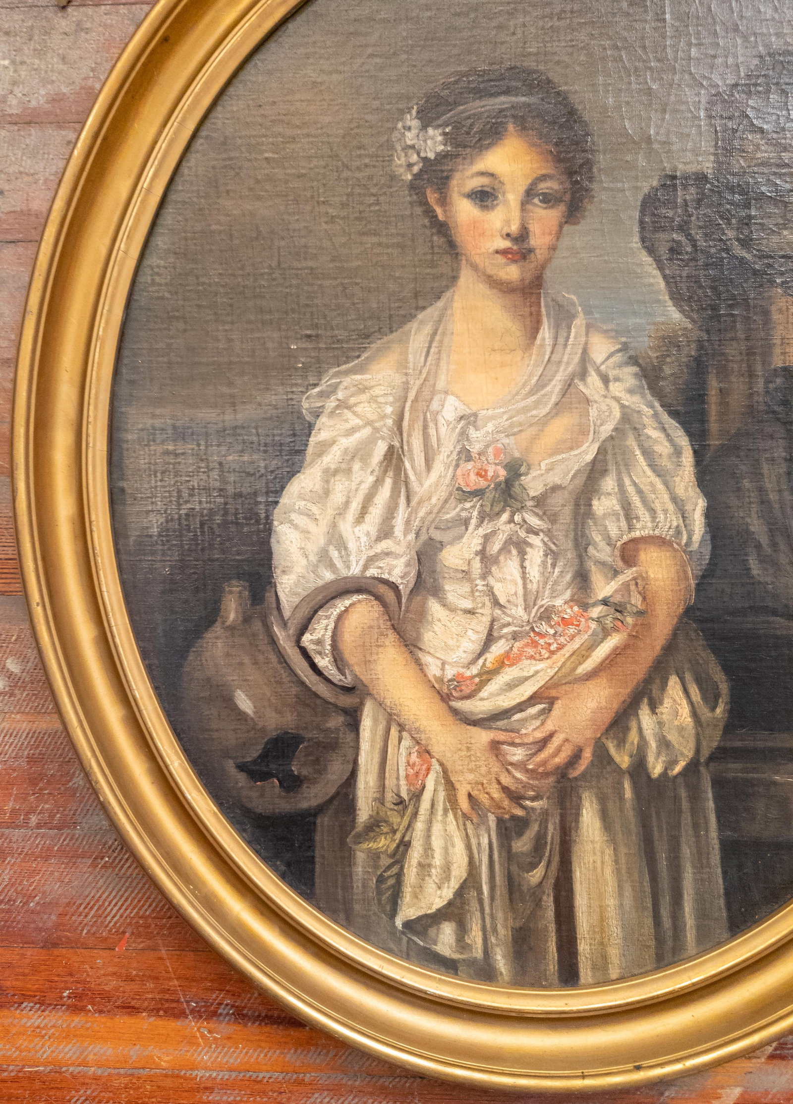 19th Century European Italian Painting of a Tragic Sad Young Lady - 6