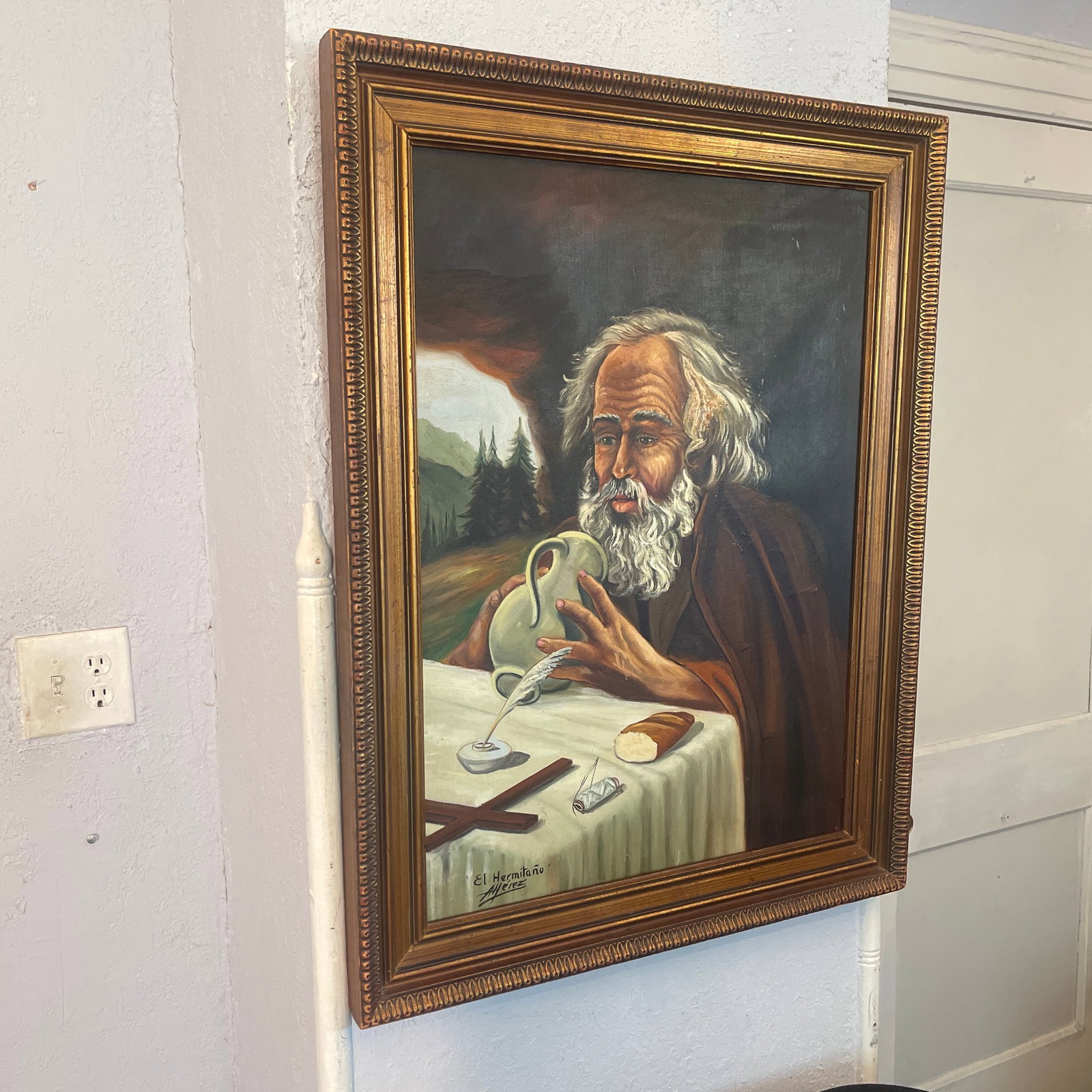 1950s Enrique Alferez " the Hermit " Likely Saint Jerome, New Orleans Famous Artist Sculpture and Pa - 2