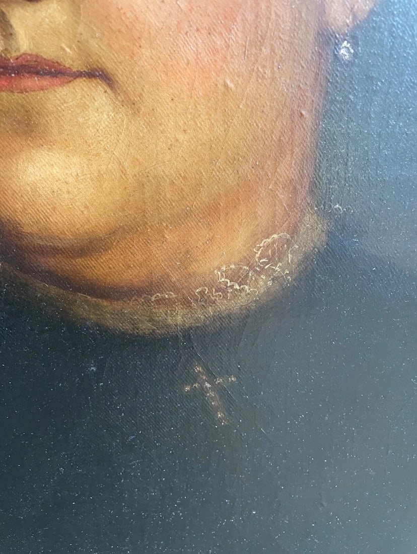 Antique Folk Art Lady Senator Henry Crouse Wife Woman Portrait Oil Painting Art - 4