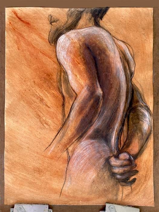 Contemporary Figurative Oil, Pastel and Charcoal Sketch - 3