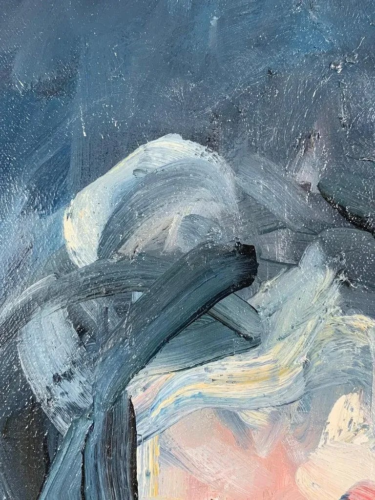 1990s Expressionist Style Figurative Oil Painting on Canvas - 10