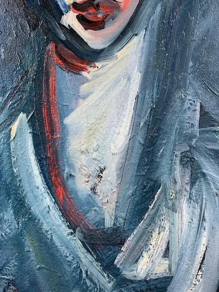 1990s Expressionist Style Figurative Oil Painting on Canvas - 7