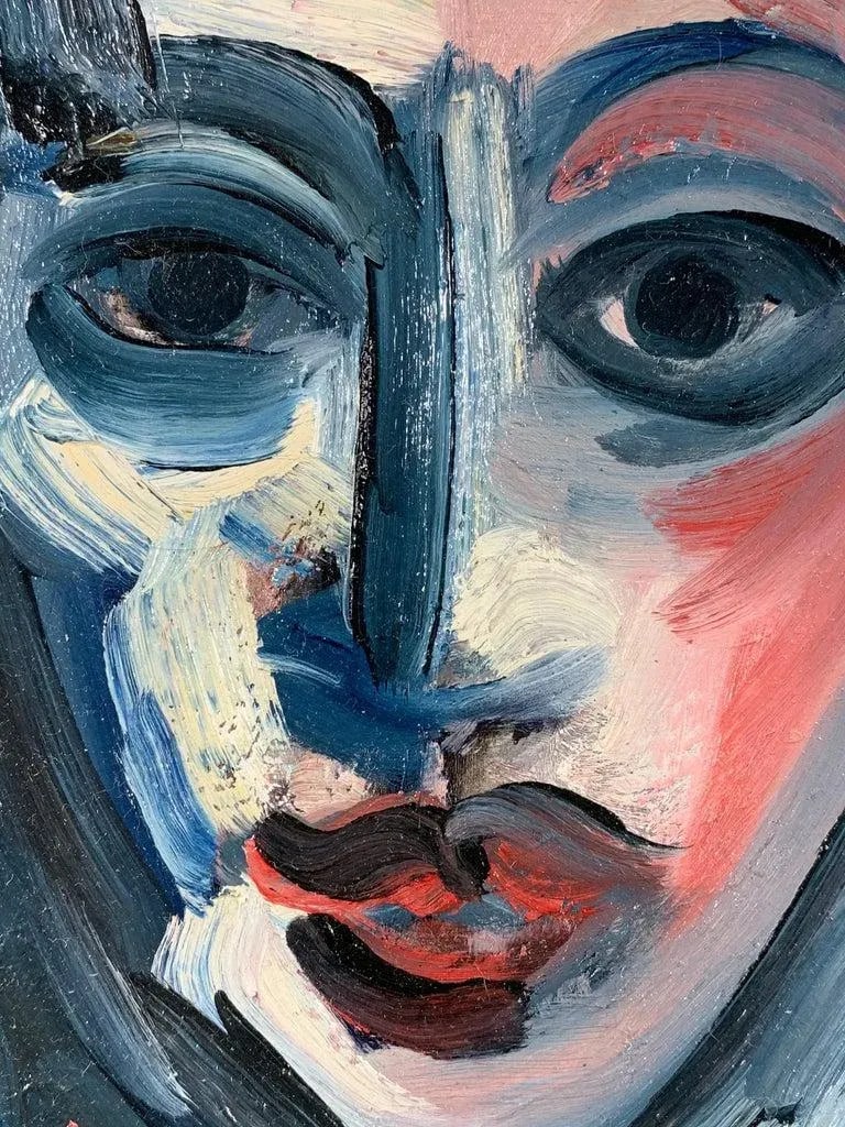 1990s Expressionist Style Figurative Oil Painting on Canvas - 9