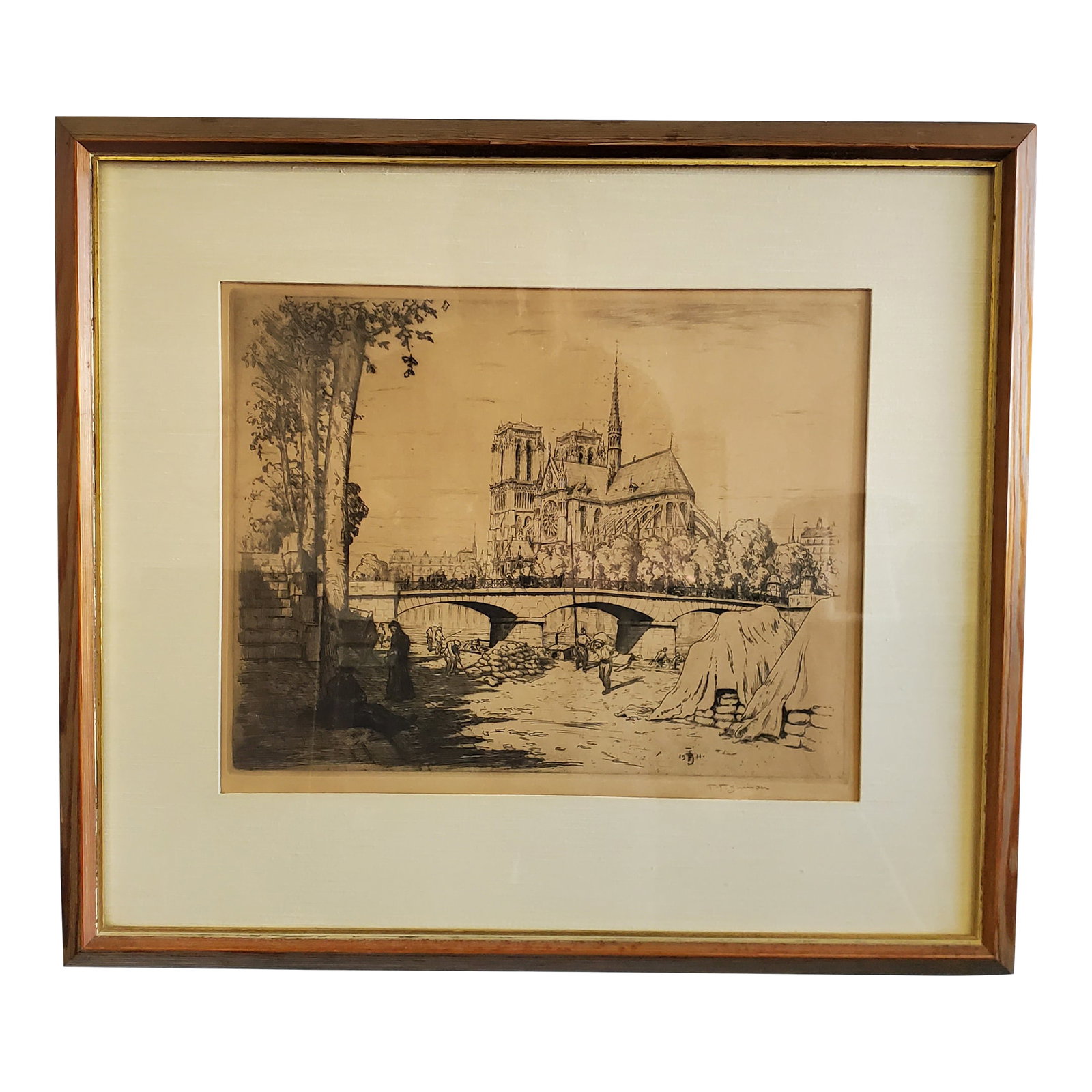 Nortre Dame Antique Etching: Antique etching of the church of Notre Dame, dated 1914 by Tavik Frantisek Simon: Tavik Frantisek Simon (13 May 1877 in Zeleznice, Bohemia (now the Czech Republic) - 19 December 1942 in Prague), was a