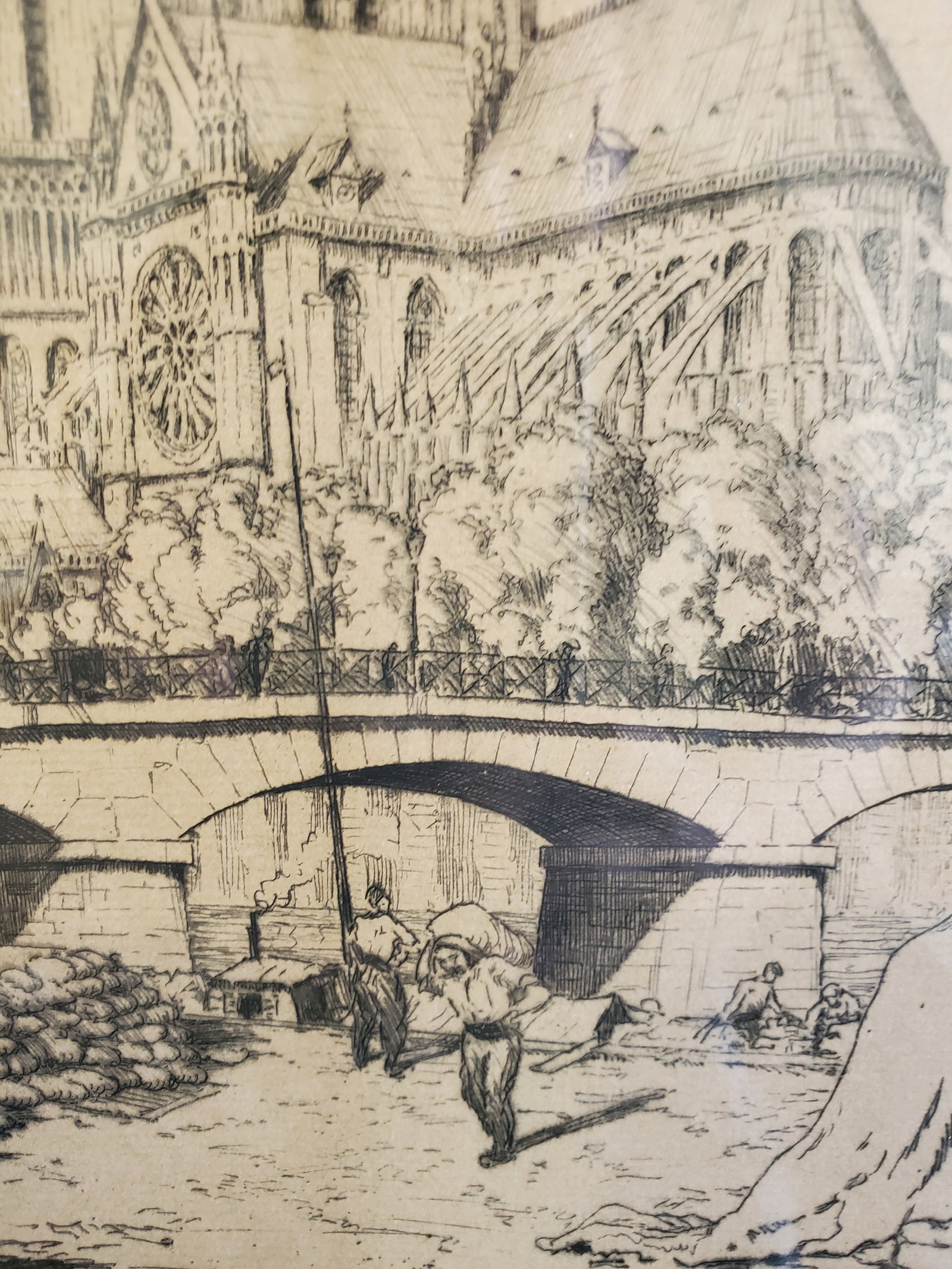 Nortre Dame Antique Etching - 5