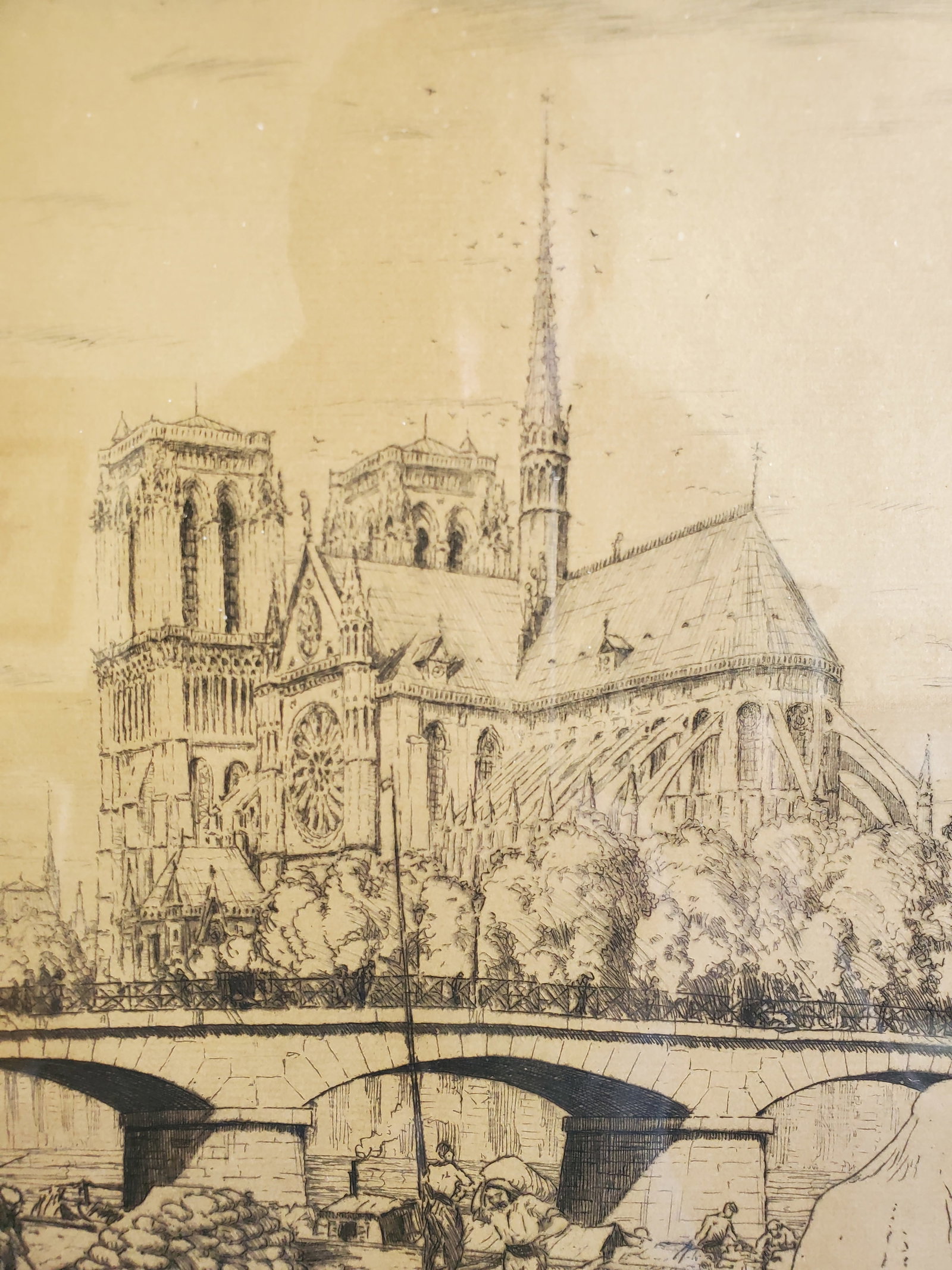 Nortre Dame Antique Etching - 9