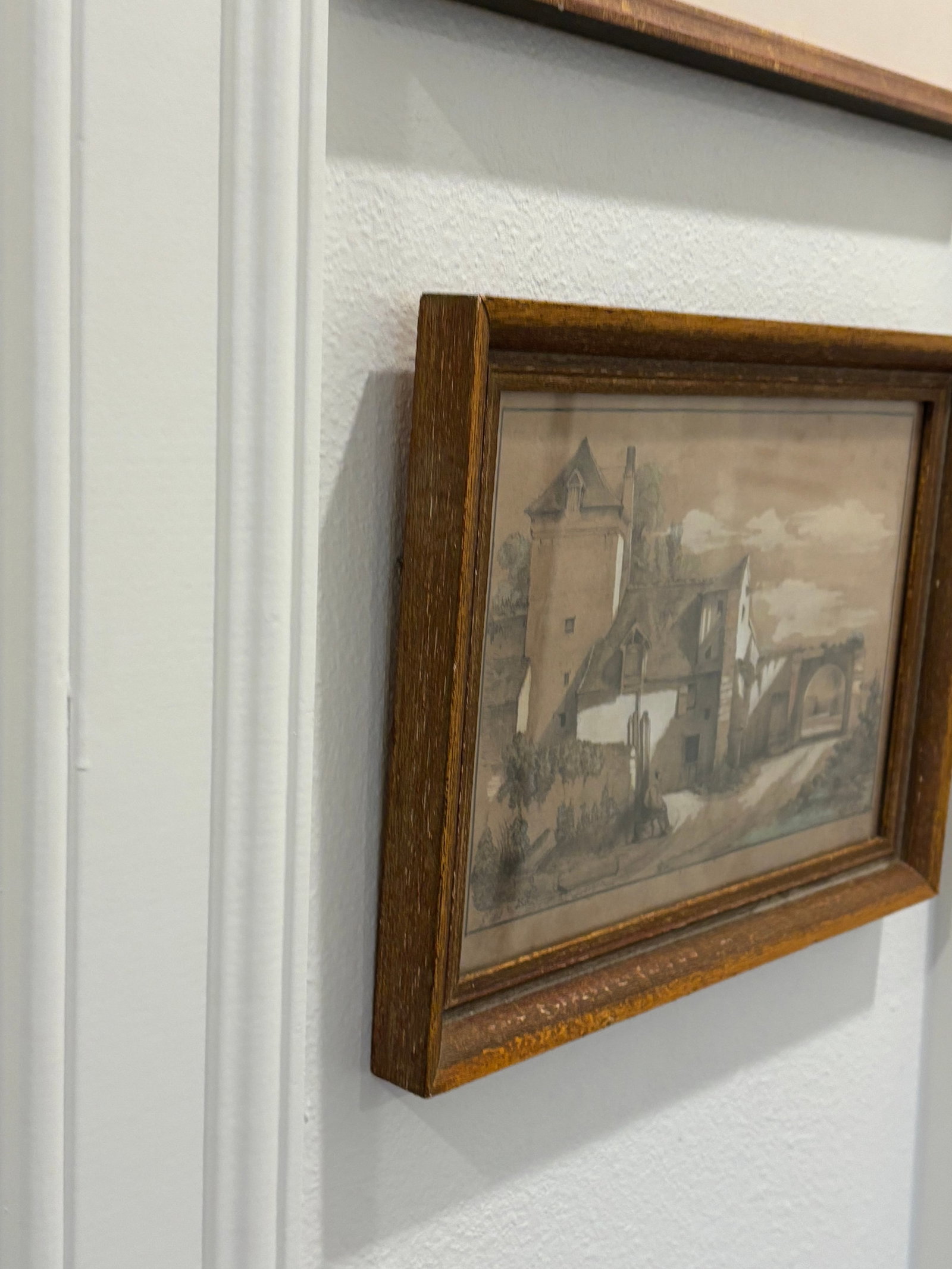 19th Century European Sepia Wash Architectural Landscape Drawing in Pencil & Chalk, Framed - 9