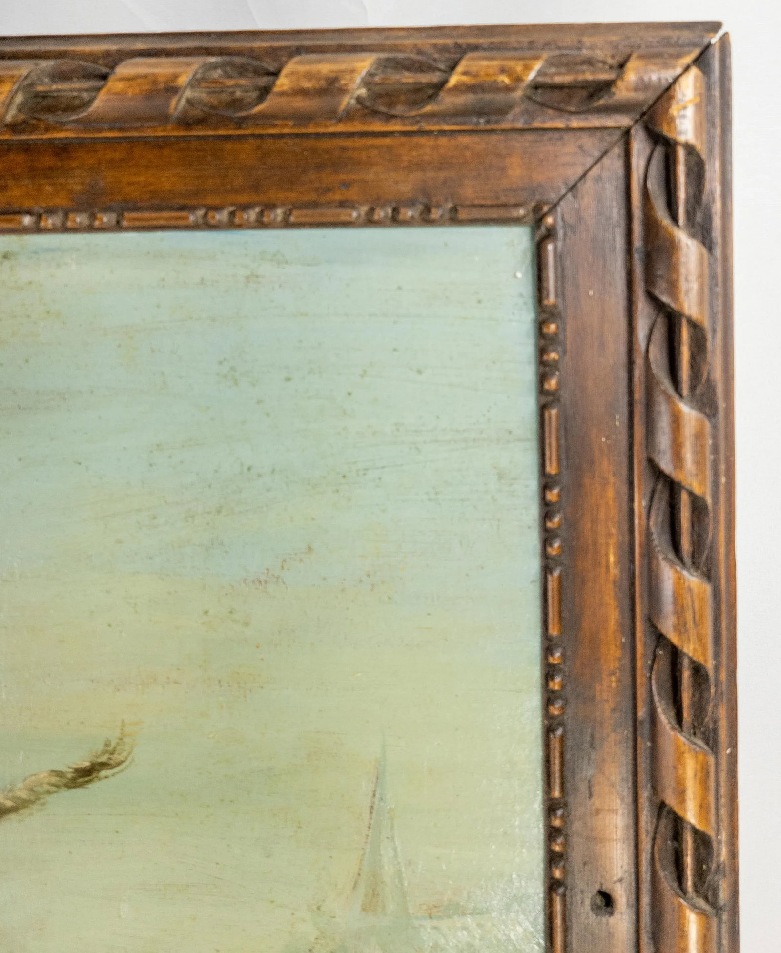 Antique French Genre Scene Oil Painting With Baroque Wood Frame - 11