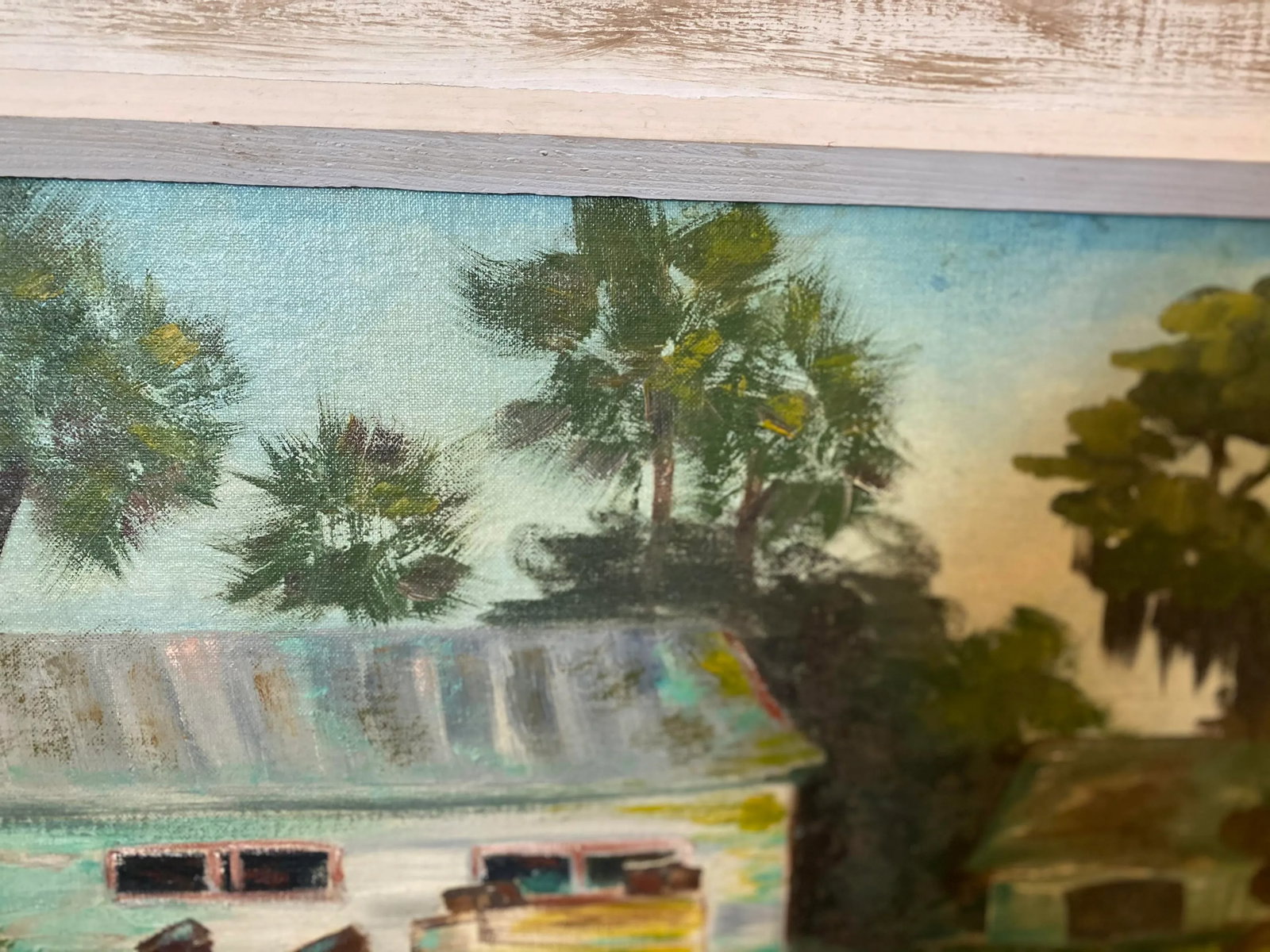 Early 20th Century Florida Landscape Dock Scene Oil Painting, Framed - 4