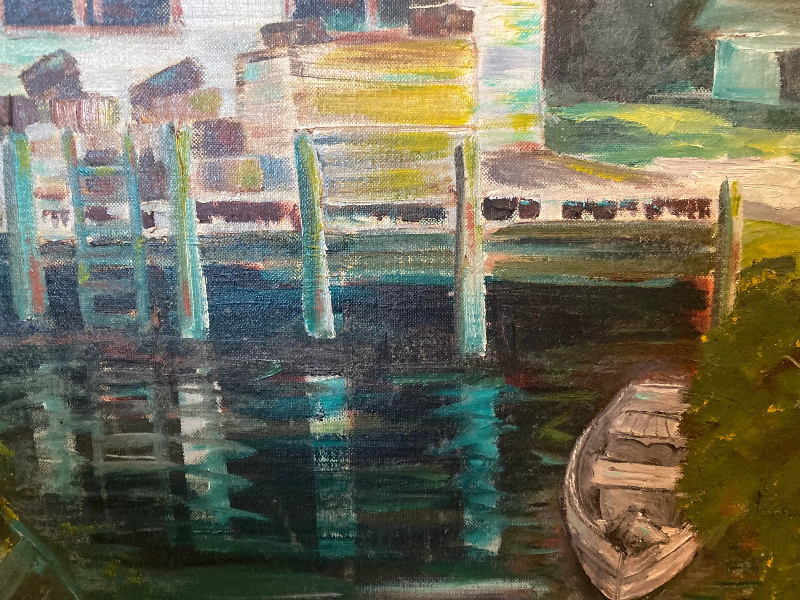 Early 20th Century Florida Landscape Dock Scene Oil Painting, Framed - 5