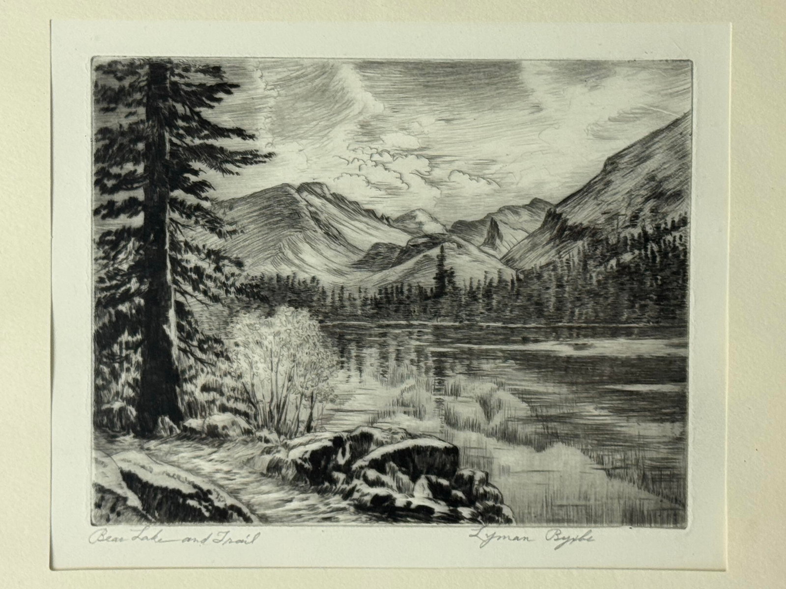 Lyman Byxbe "Bear Lake and Trail" Original Etching, C. 1920s-30s - 2