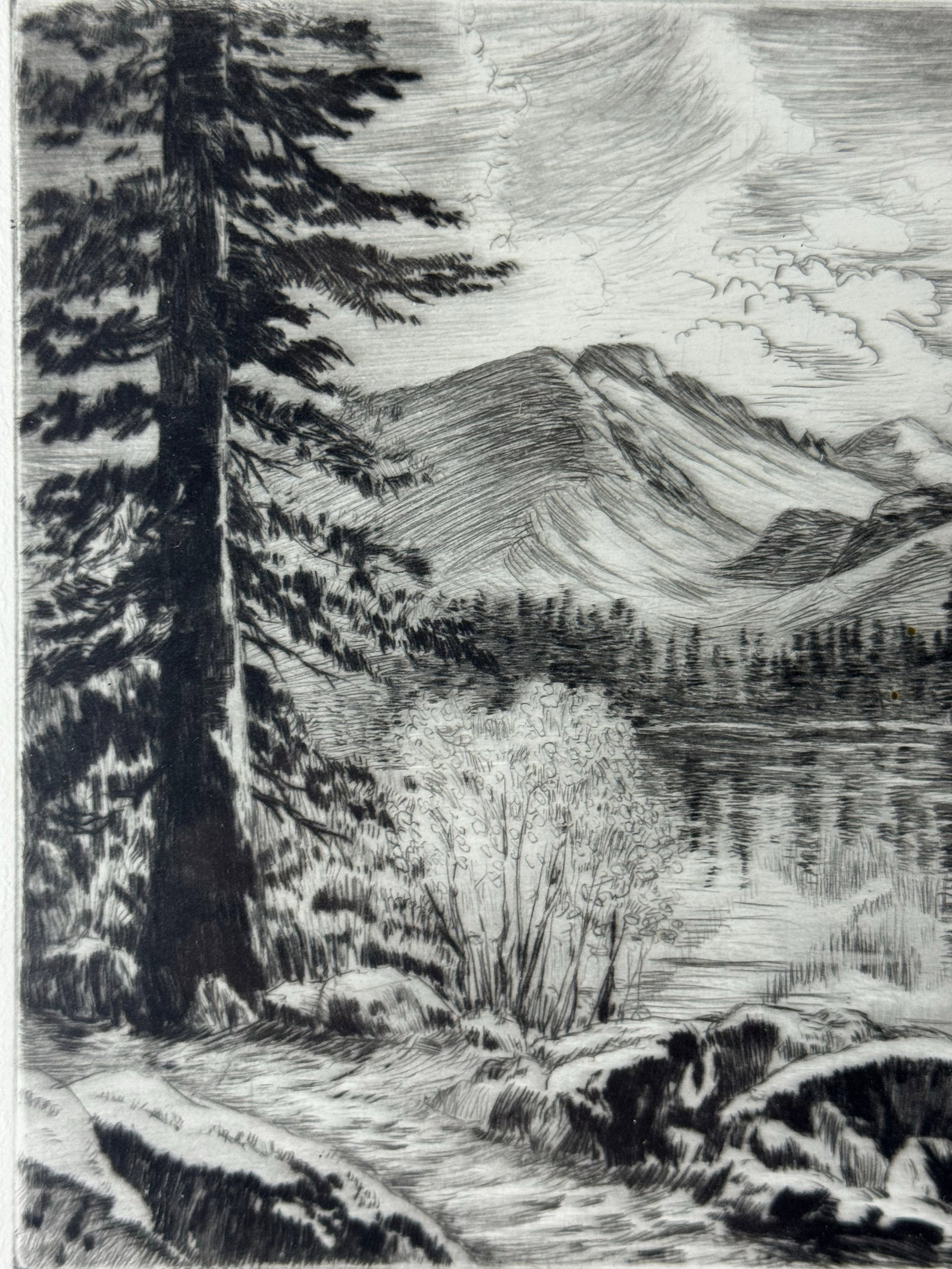 Lyman Byxbe "Bear Lake and Trail" Original Etching, C. 1920s-30s - 5