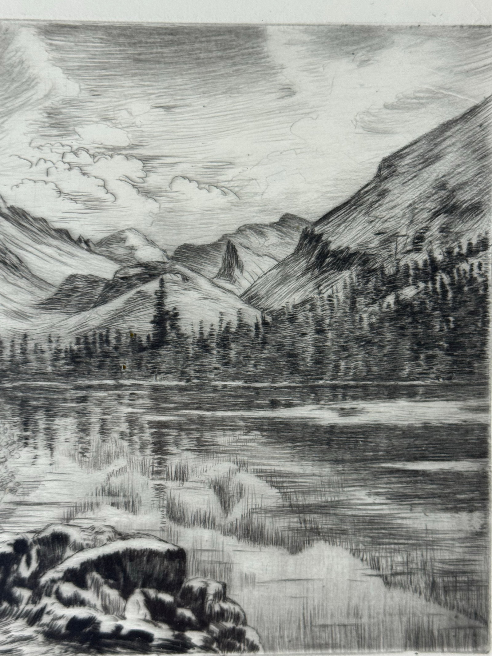 Lyman Byxbe "Bear Lake and Trail" Original Etching, C. 1920s-30s - 6
