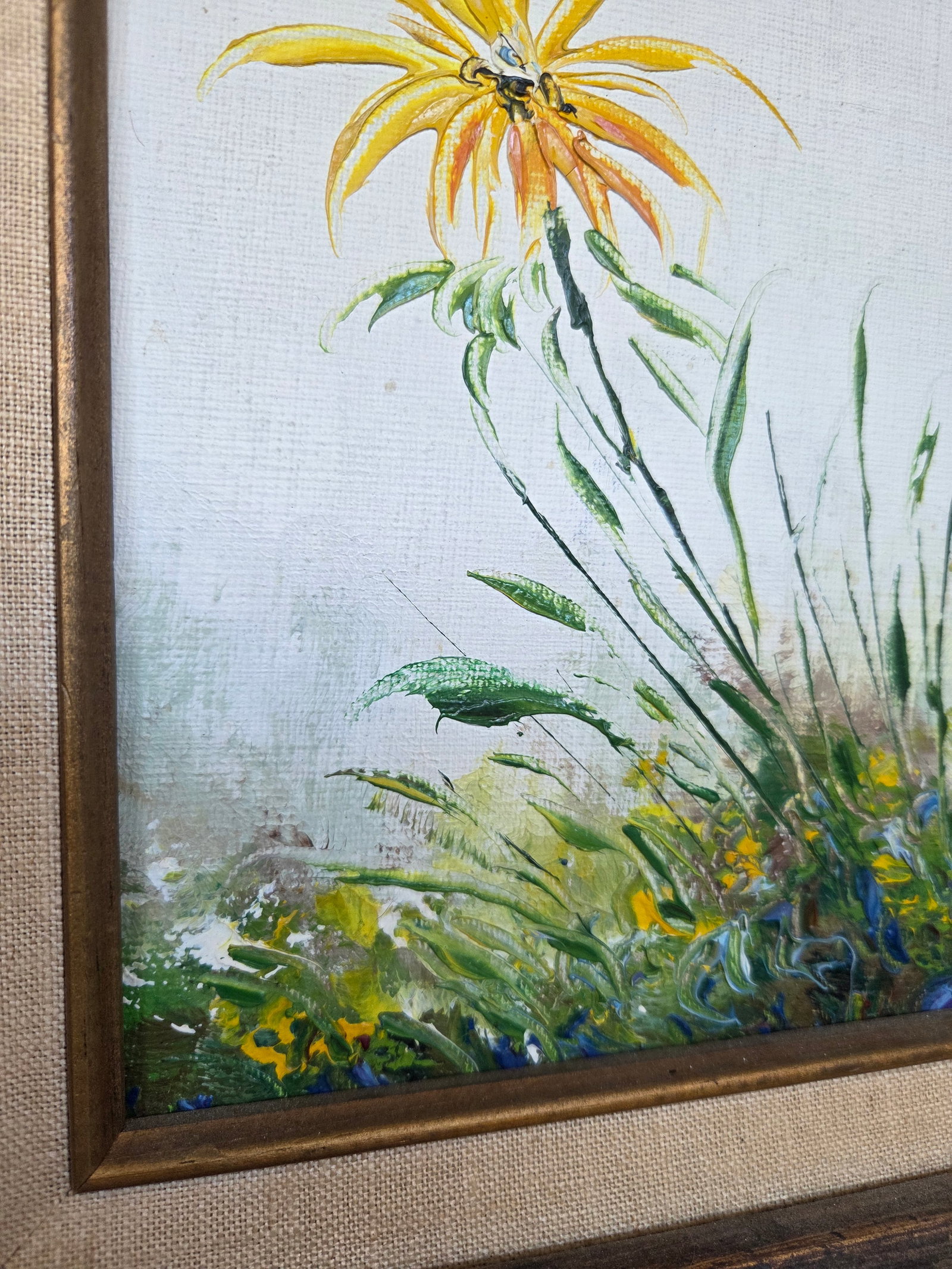 Vintage Impressionist Impasto Floral Oil Painting W/ Gilt Frame - 5