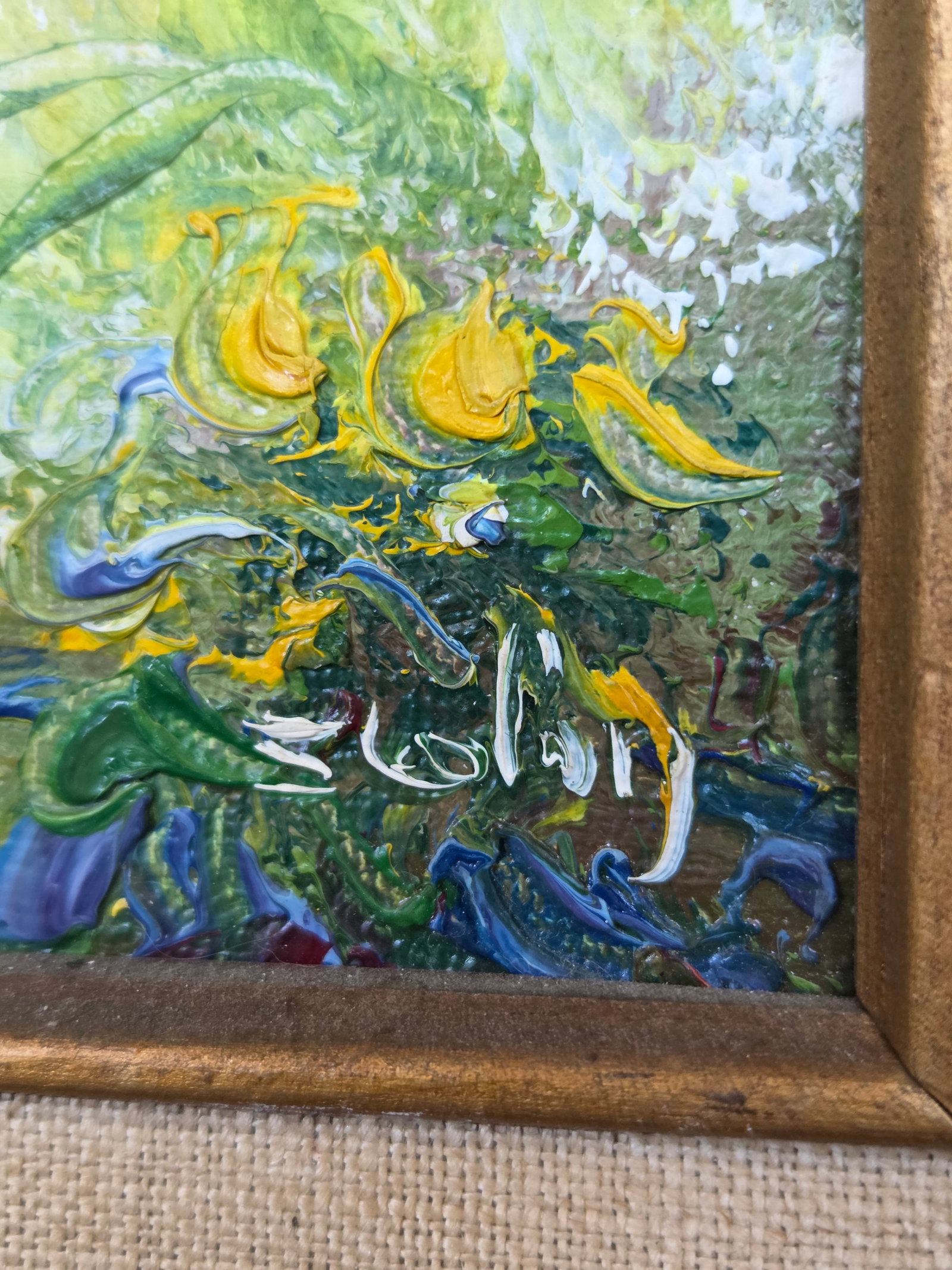 Vintage Impressionist Impasto Floral Oil Painting W/ Gilt Frame - 7