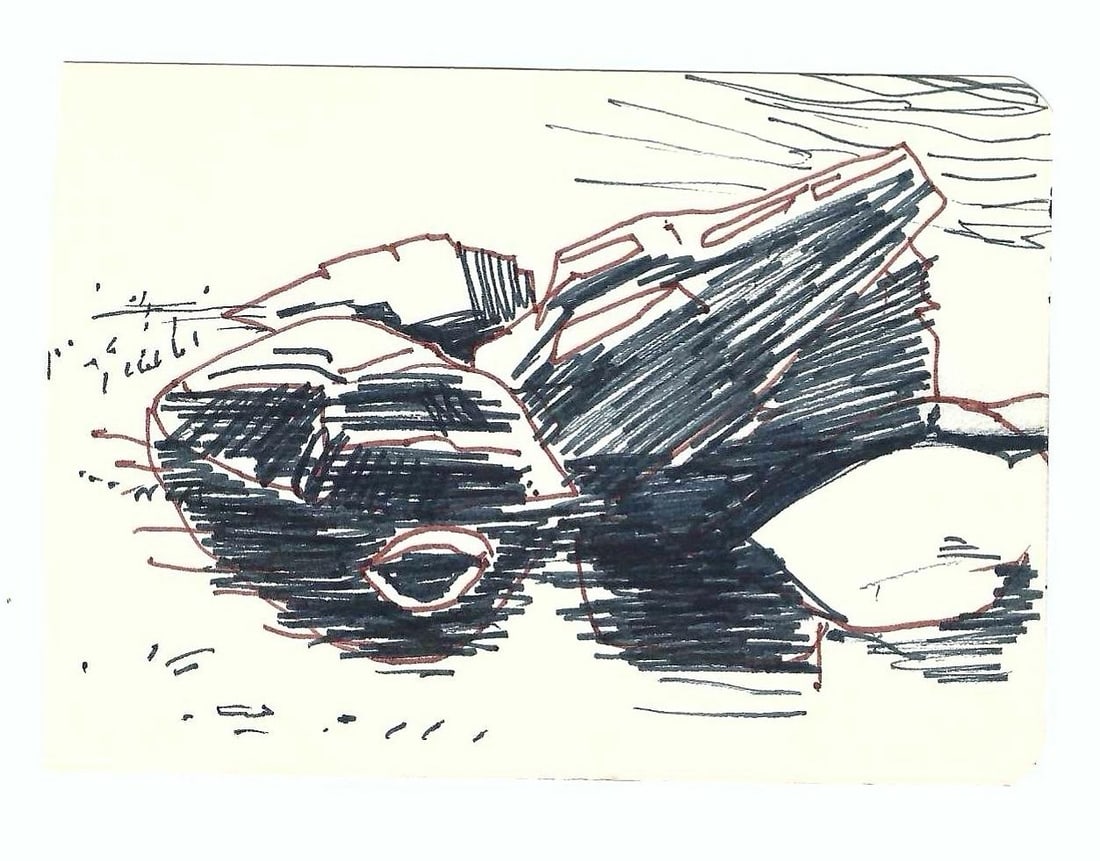 1967 Robert Angeloch Montauk Coastal Rocks Drawing - 2