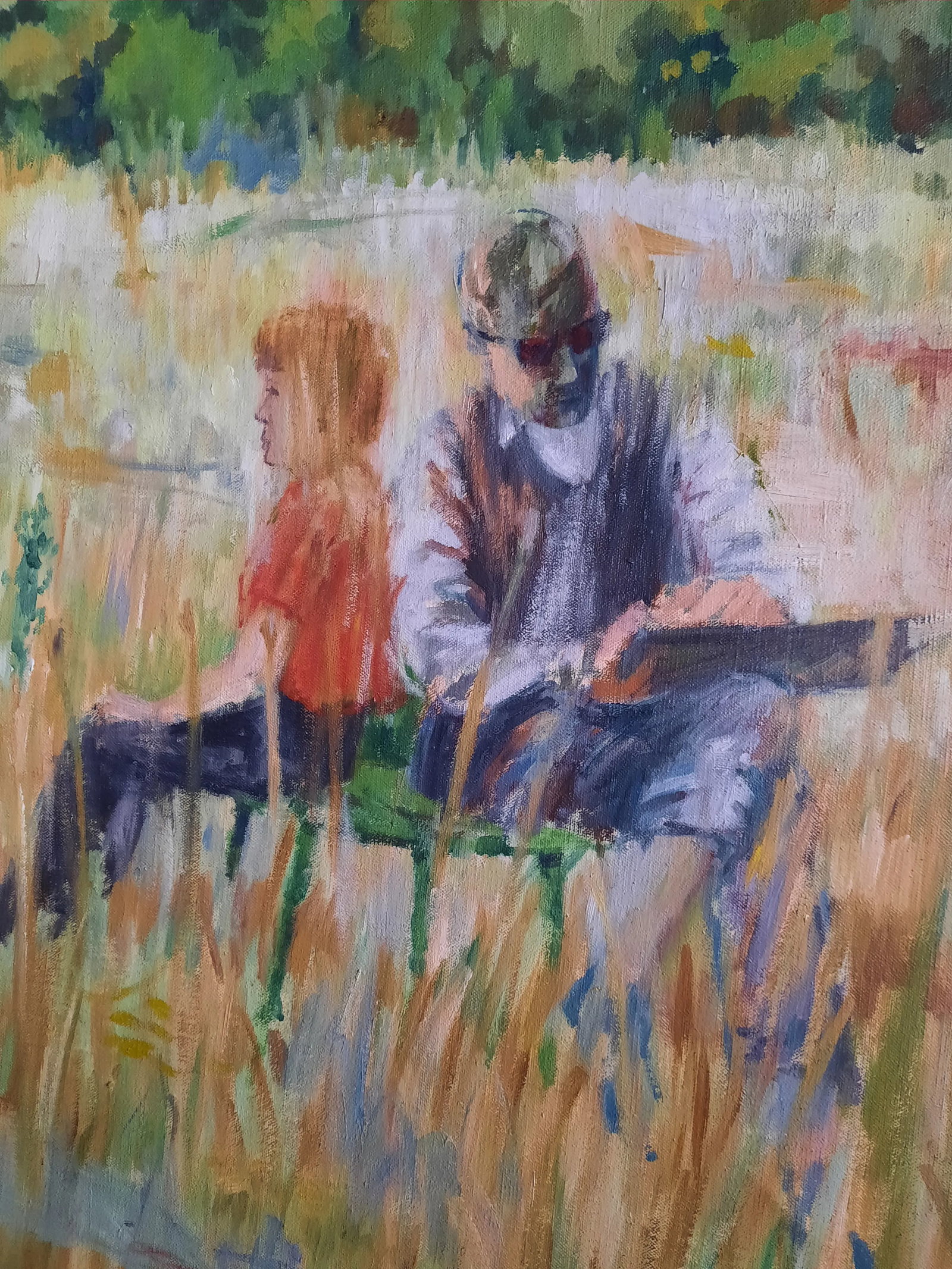 Couple in a Field Oil Painting by Sasawsky - 3