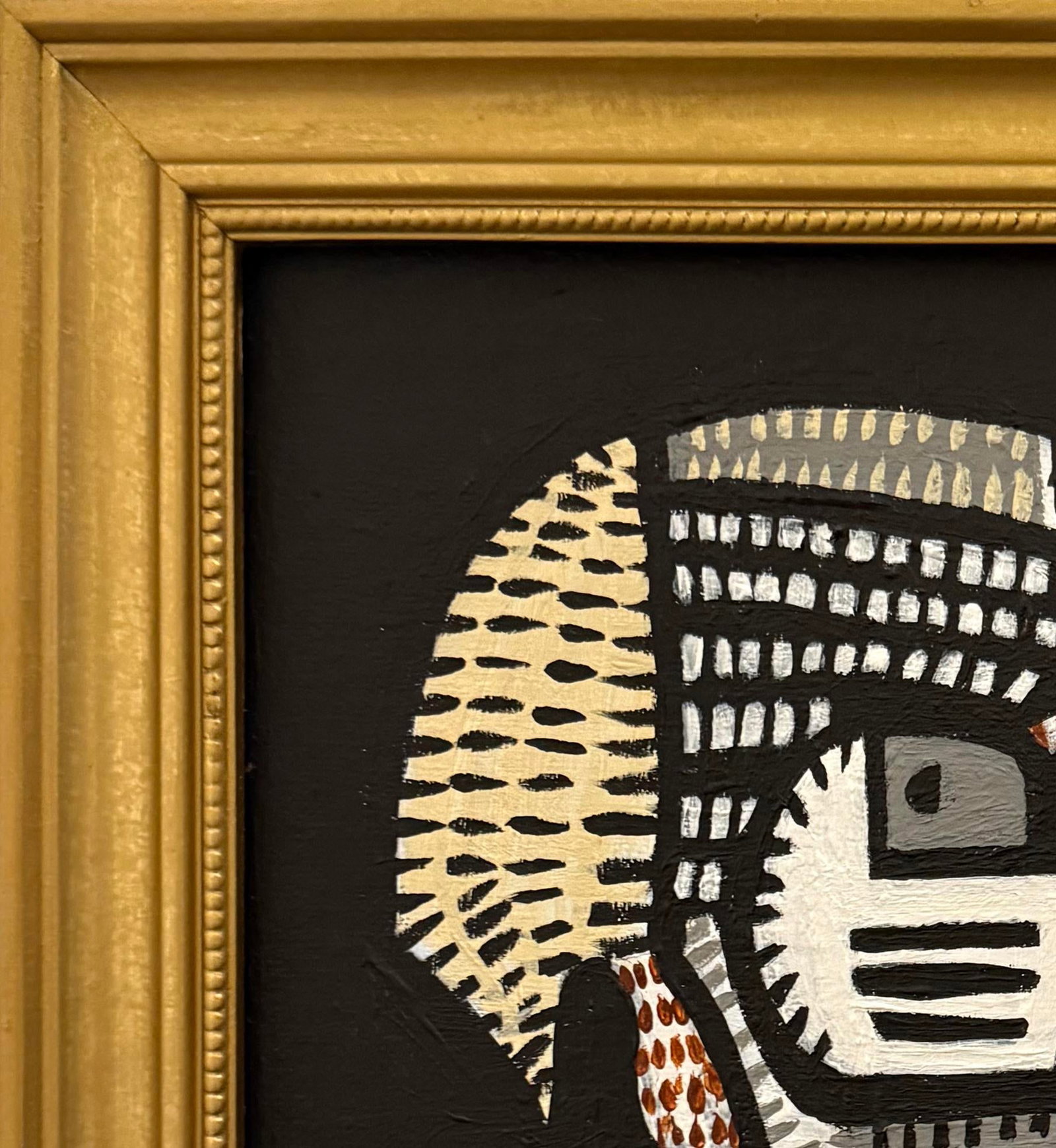Original Contemporary Patchwork Style Framed Skull Painting - 2
