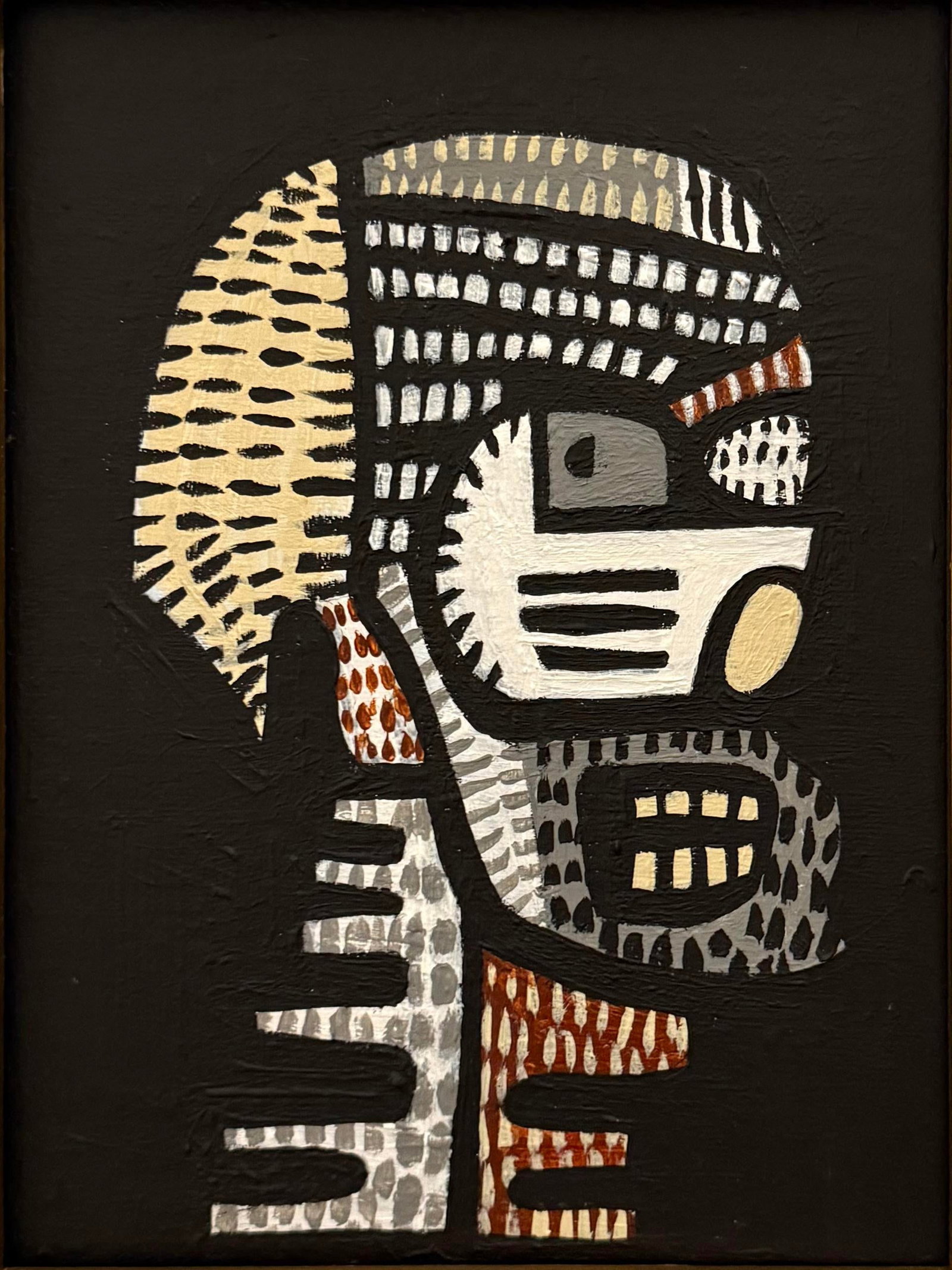 Original Contemporary Patchwork Style Framed Skull Painting - 3