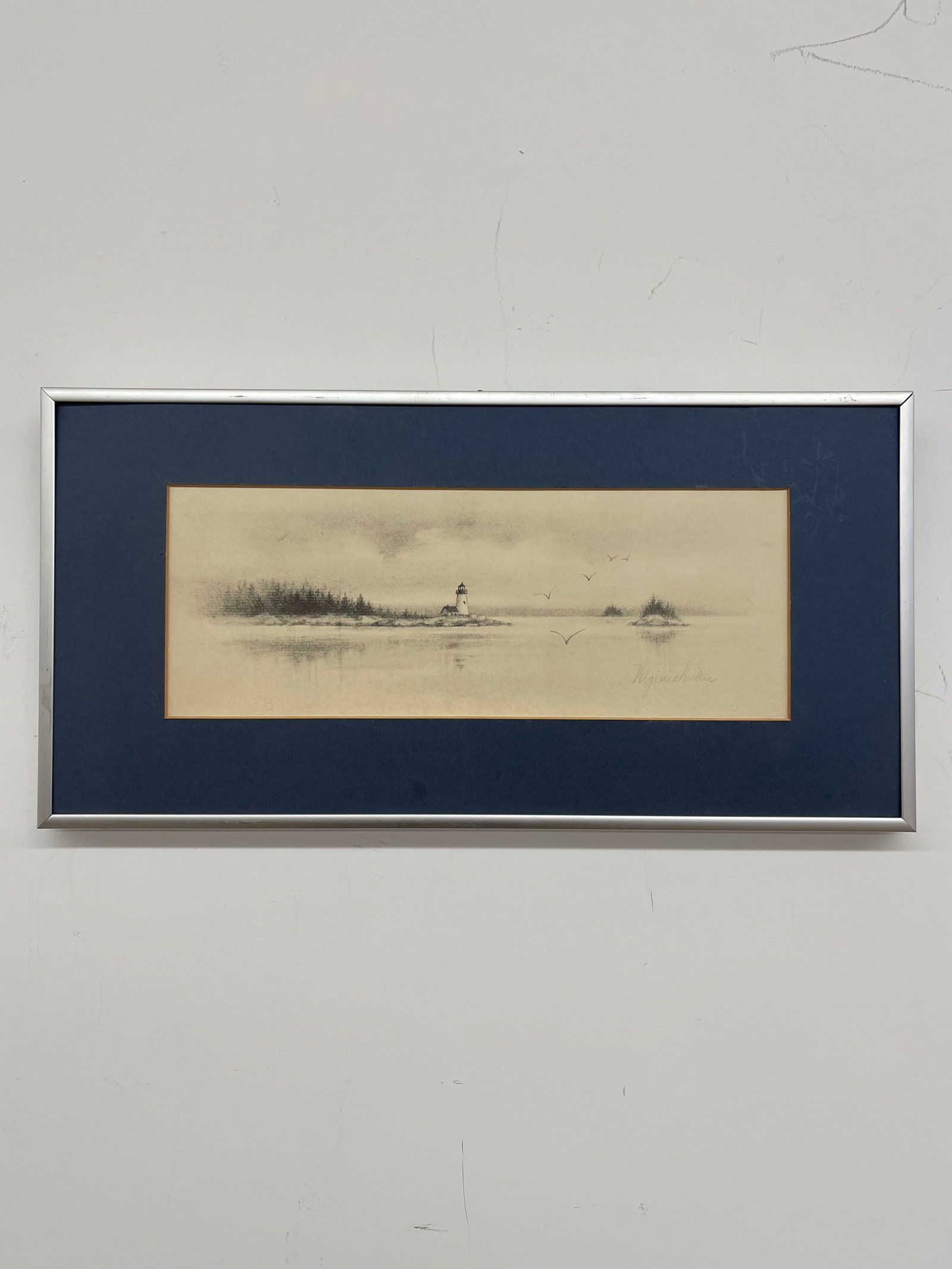 Vintage Pencil-Signed Coastal Lighthouse Lithograph by Virginia Miller for Jonah's Workshop, Searspo - 2