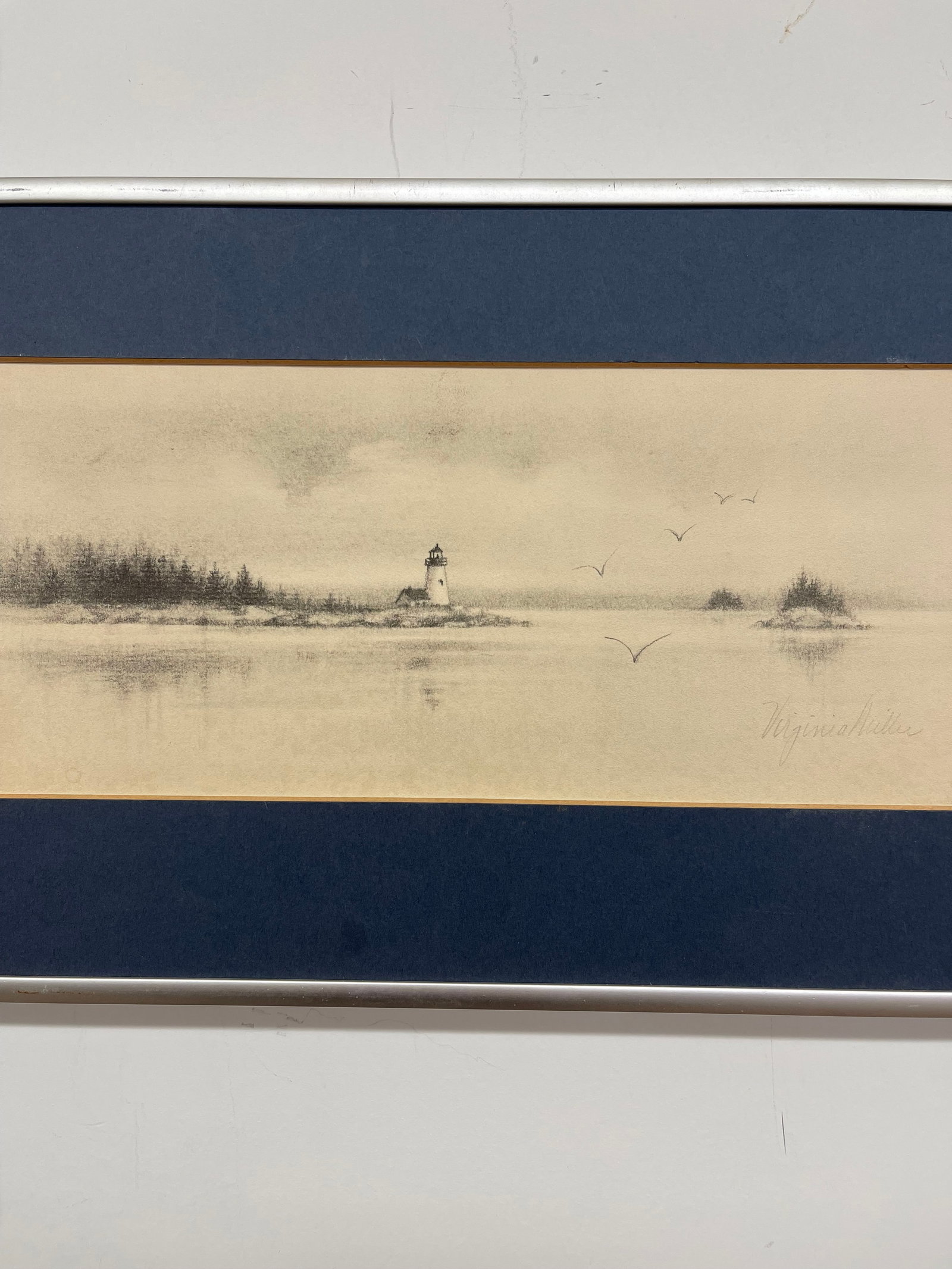 Vintage Pencil-Signed Coastal Lighthouse Lithograph by Virginia Miller for Jonah's Workshop, Searspo - 6