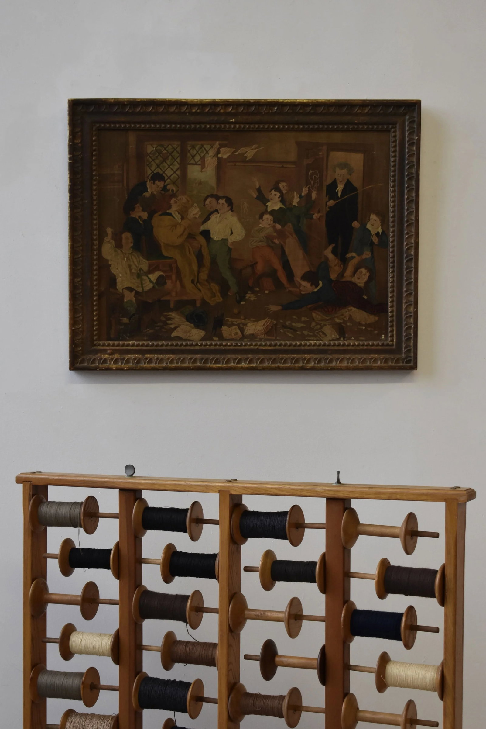Antique Oil on Board Painting After Henry James Richter's "The Village School in an Uproar," Circa L - 2