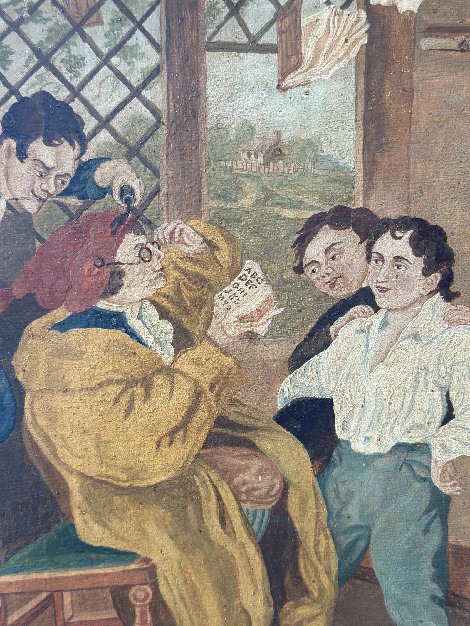 Antique Oil on Board Painting After Henry James Richter's "The Village School in an Uproar," Circa L - 5