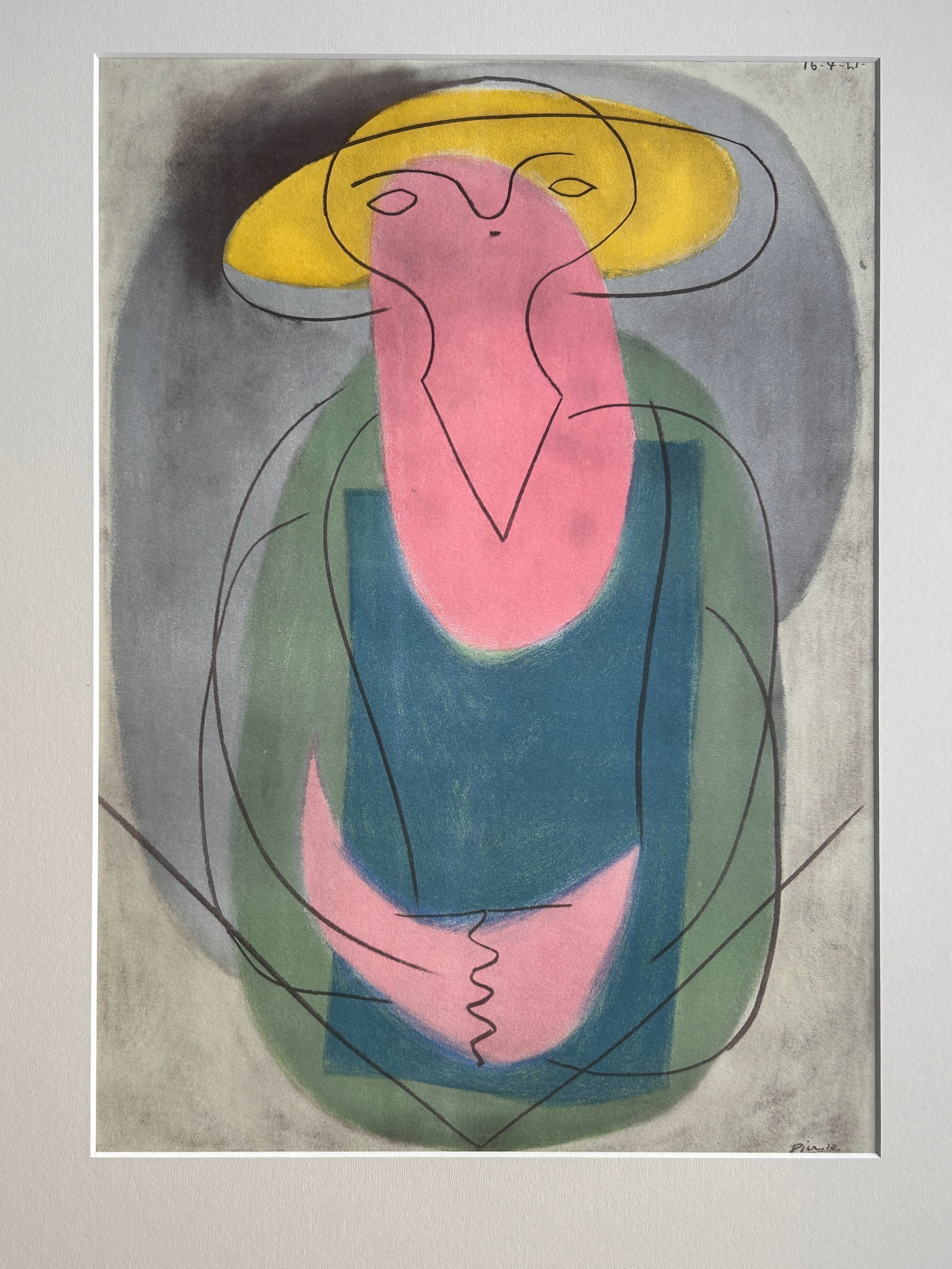Pablo Picasso Woman With Yellow Hat Vintage Original Pochoir Print - 2