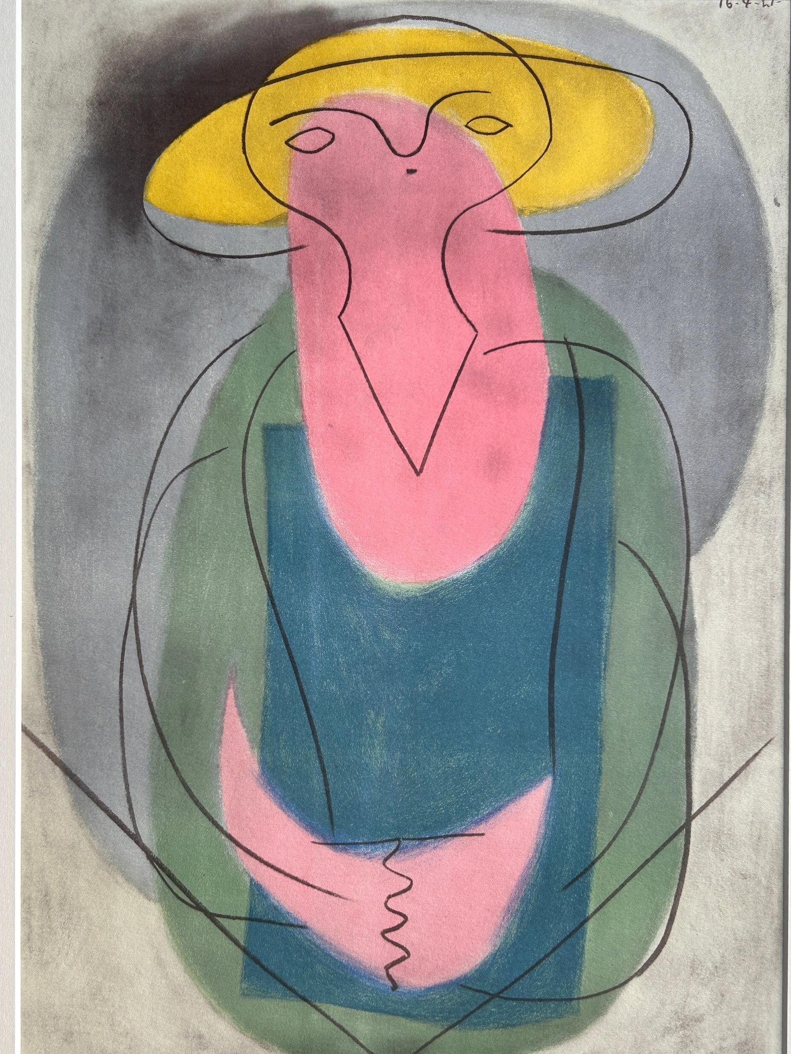 Pablo Picasso Woman With Yellow Hat Vintage Original Pochoir Print - 3