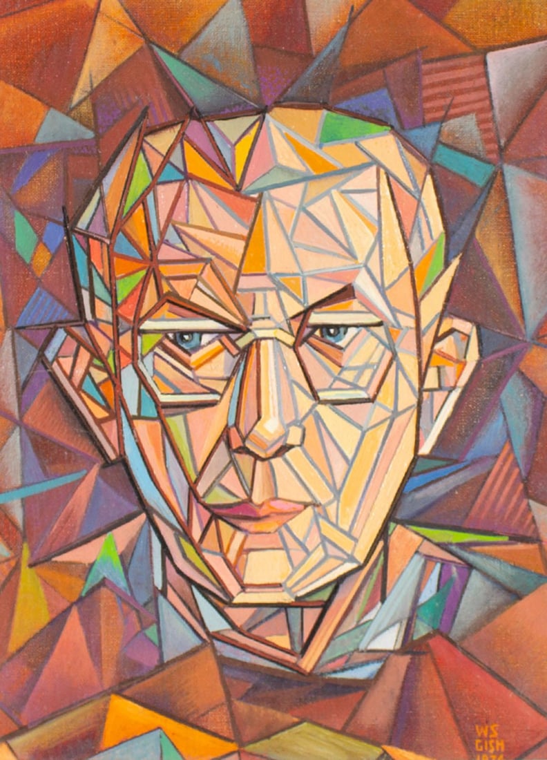 1974 Oil on Board Cubist Style Portrait Painting by William S. Gisch - 2