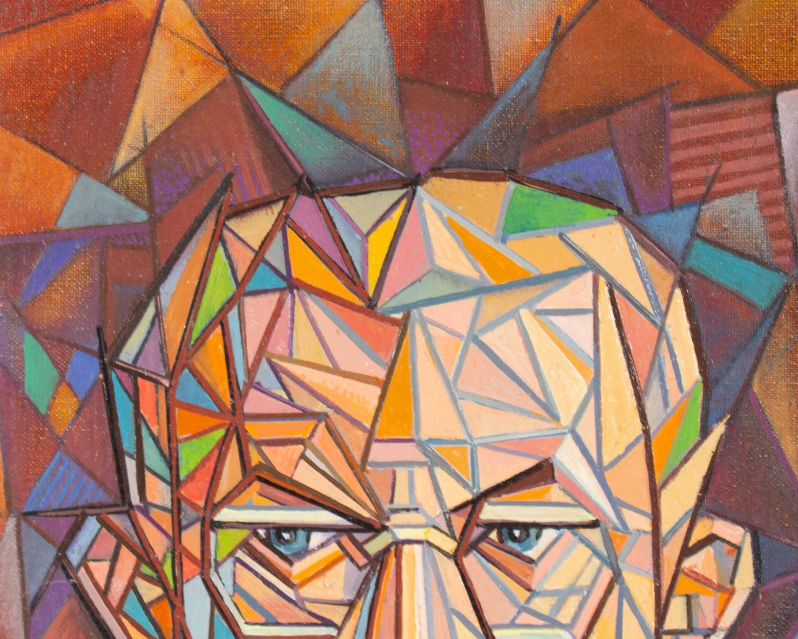 1974 Oil on Board Cubist Style Portrait Painting by William S. Gisch - 5