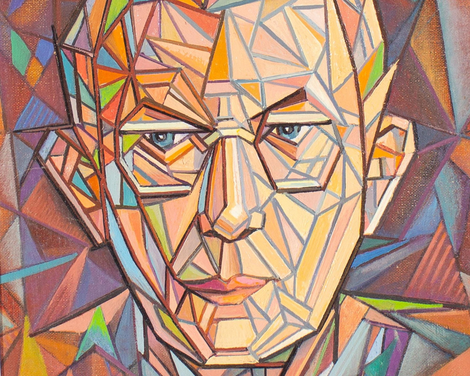 1974 Oil on Board Cubist Style Portrait Painting by William S. Gisch - 6