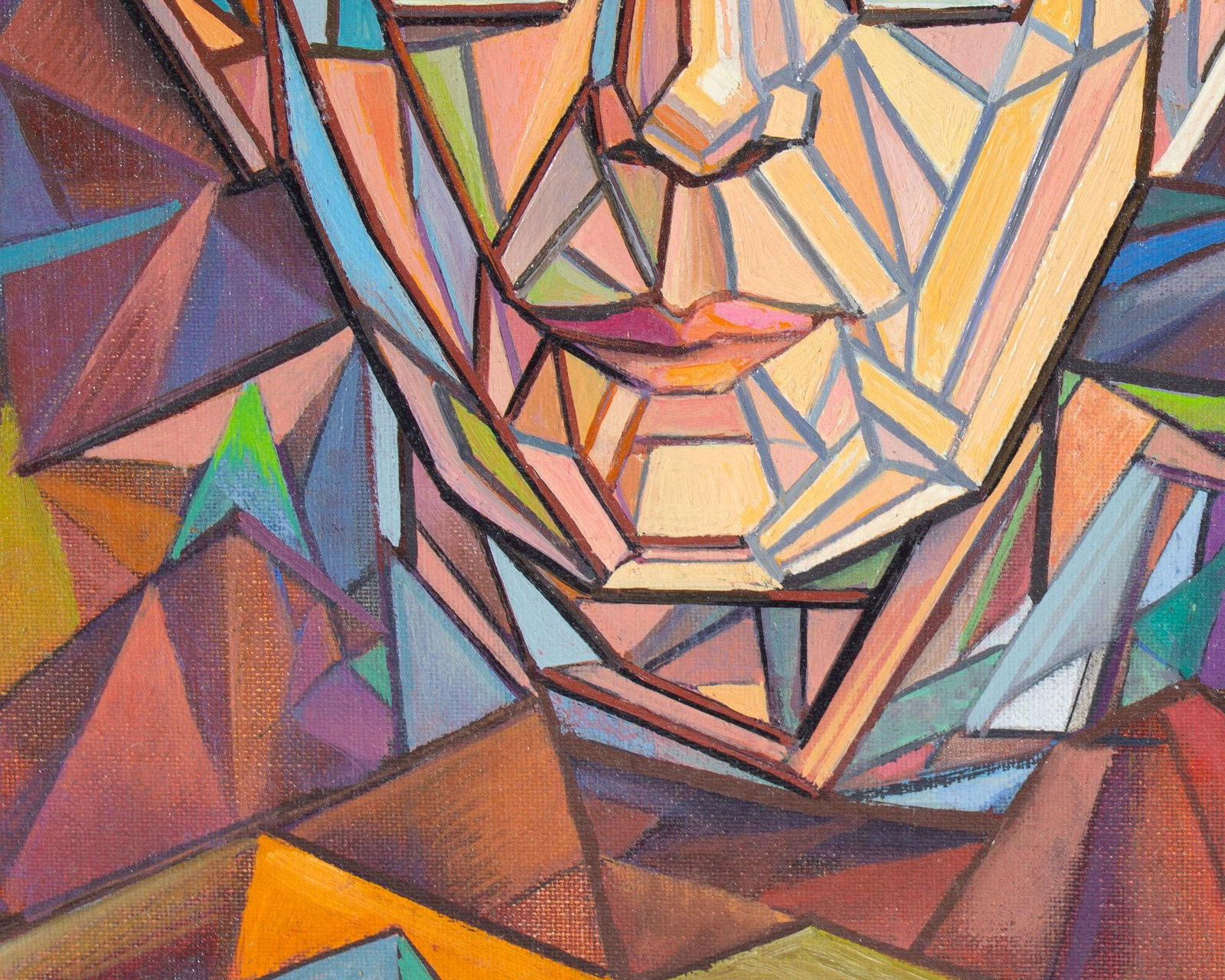 1974 Oil on Board Cubist Style Portrait Painting by William S. Gisch - 7