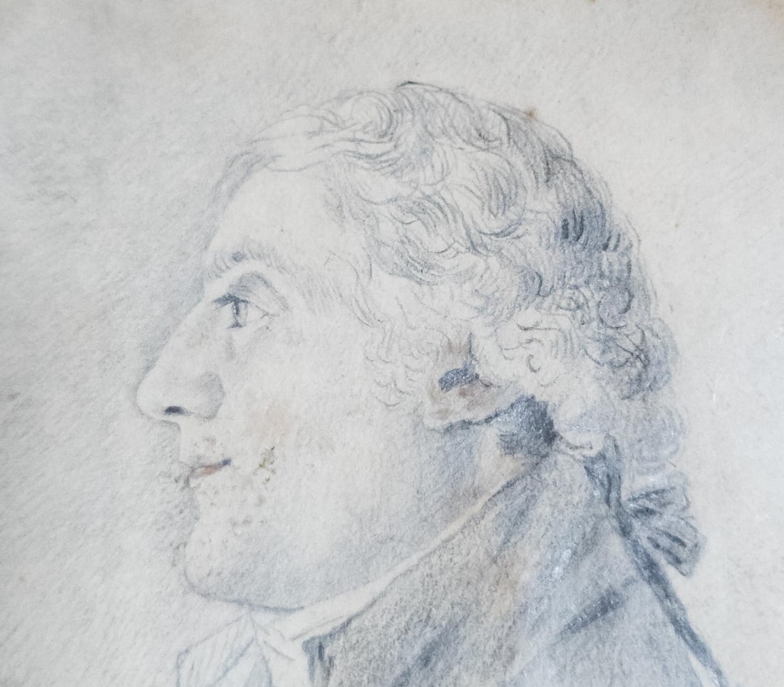 18th Century French or English Miniature Portrait Drawing of a Gentleman - 7
