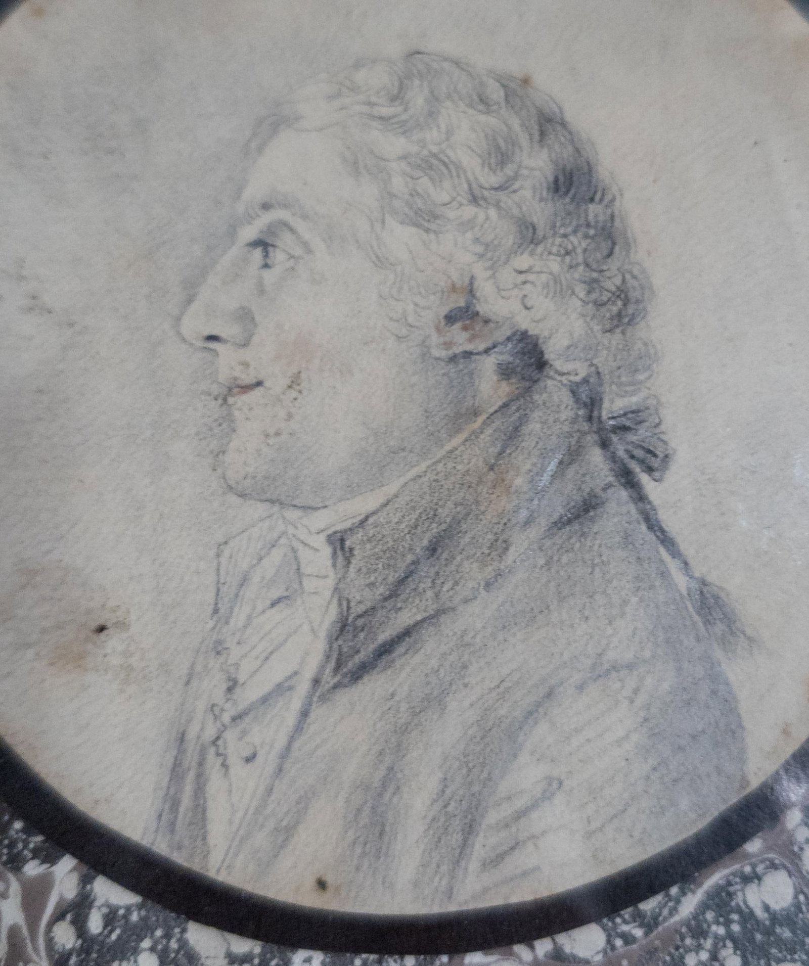 18th Century French or English Miniature Portrait Drawing of a Gentleman - 8