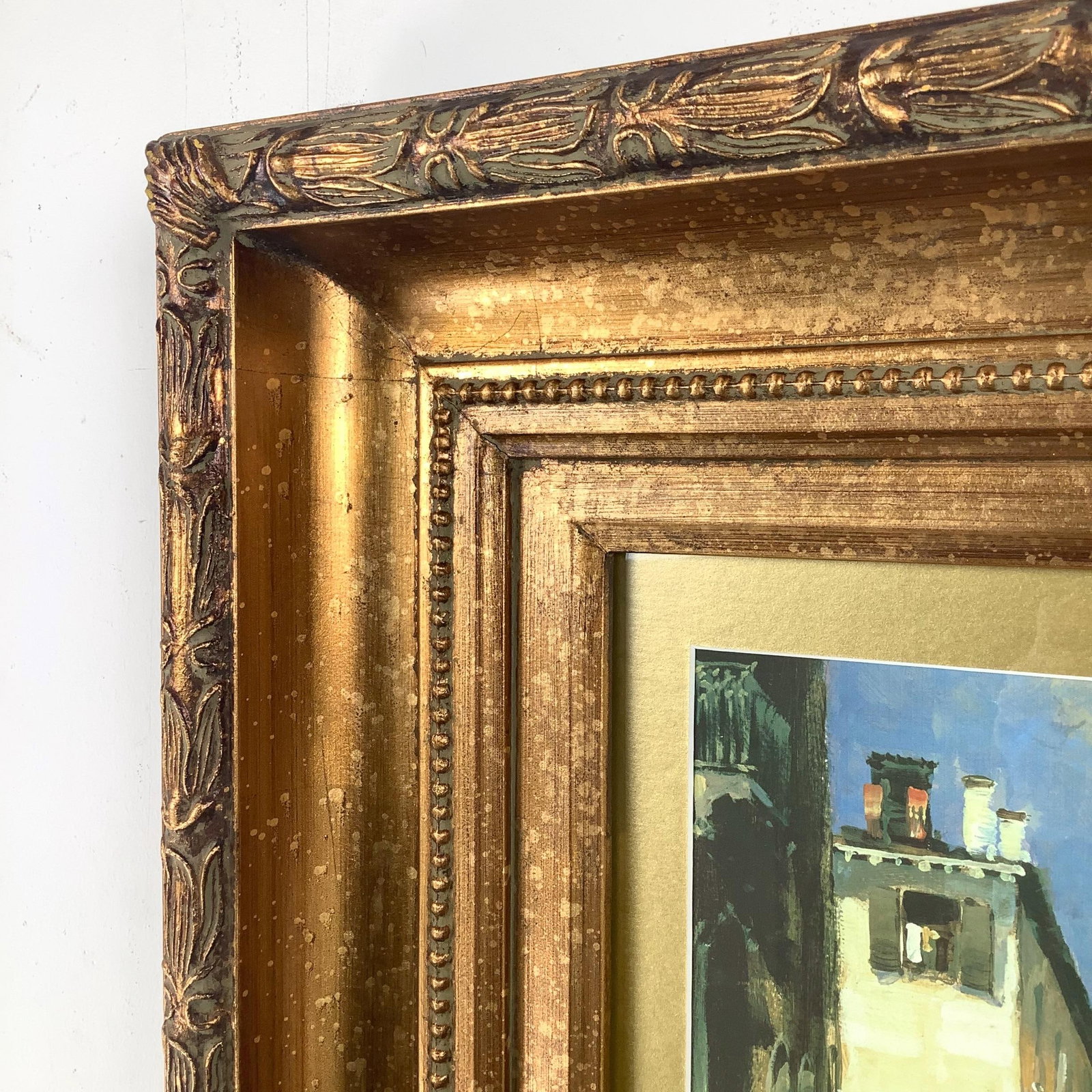 Vintage European Canal Scene in Ornate Gilt Wood Frame - 6