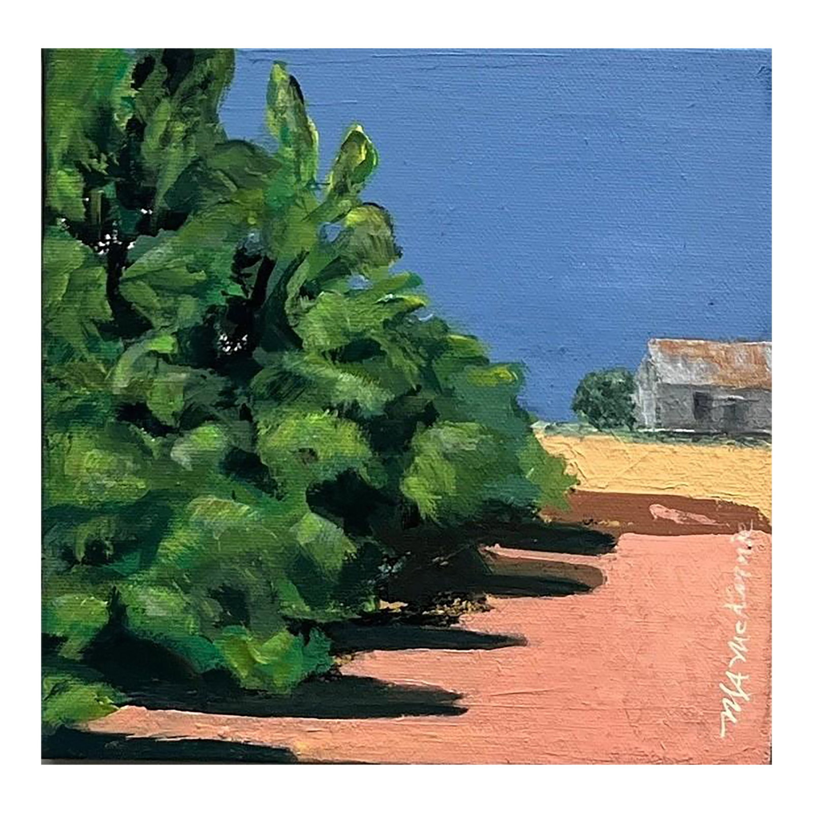 "The Outermost" Contemporary Impressionist Landscape of Green Trees on a Peach Ground by Mill Valley: One in a series of landscapes in which the goal was to explore various palettes. Condition: Imperfections: No Imperfections Condition Notes: Original (New) - Mint Origin: United States Materials