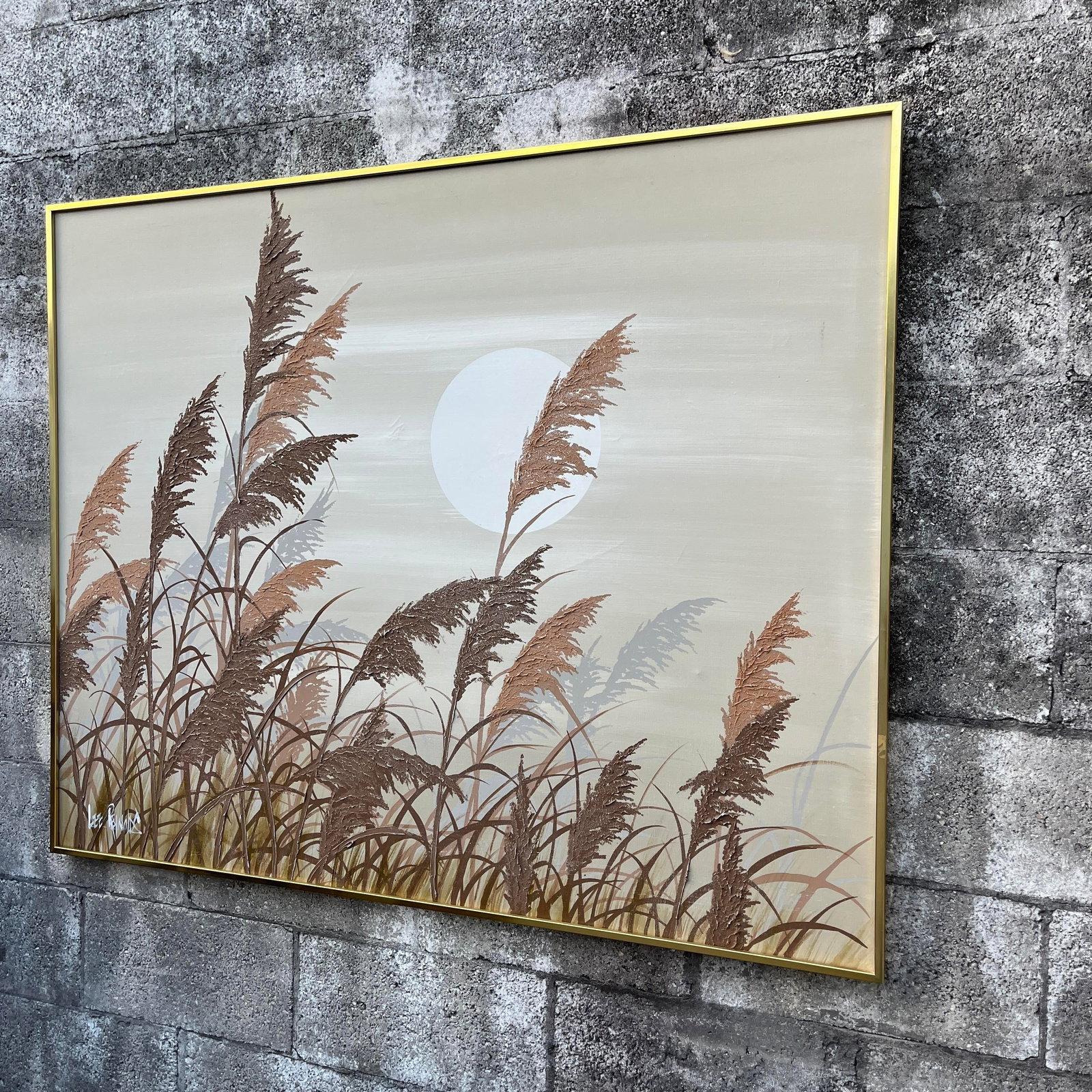Large Mid Century Modern Landscape Oil Painting Signed by Lee Reynolds. Circa 1960s - 3