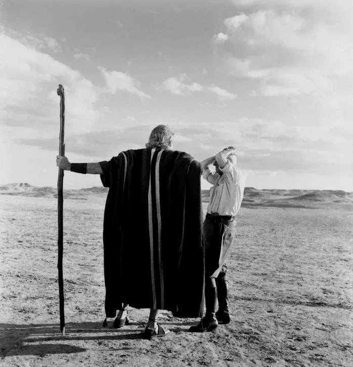 1956 "Charlton Heston, Director Cecil B. DeMille During Filming of "The Ten Commandments"" Black and - 3