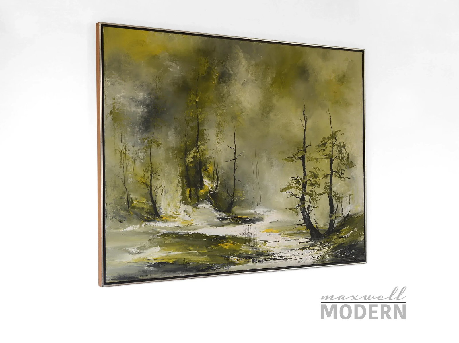 Large 1960s Bob Pepper Modernist Abstract Landscape Forest Painting, Signed and Framed - 2