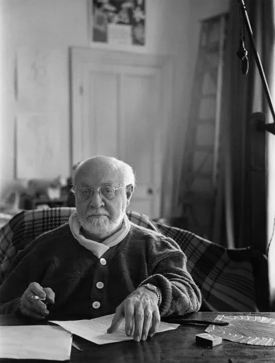 Circa 1950 "Henri Matisse in His Art Studio" Black and White Photograph Print by Sanford Roth - 3