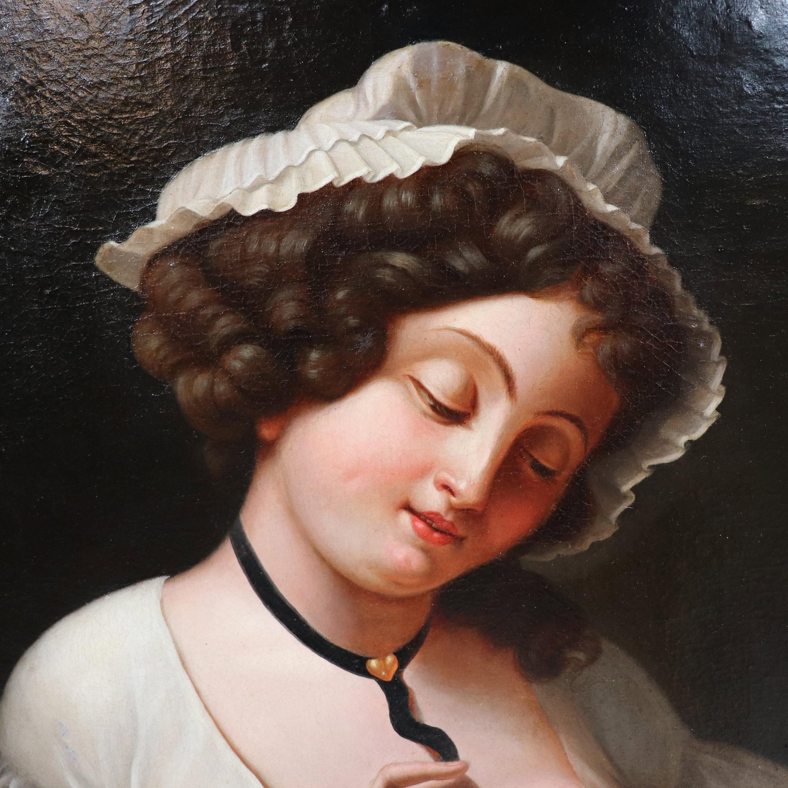 Mid-19th-Century French School Genre Painting, "Feeding the Bird" Evoking the Tradition of Greuze - 4