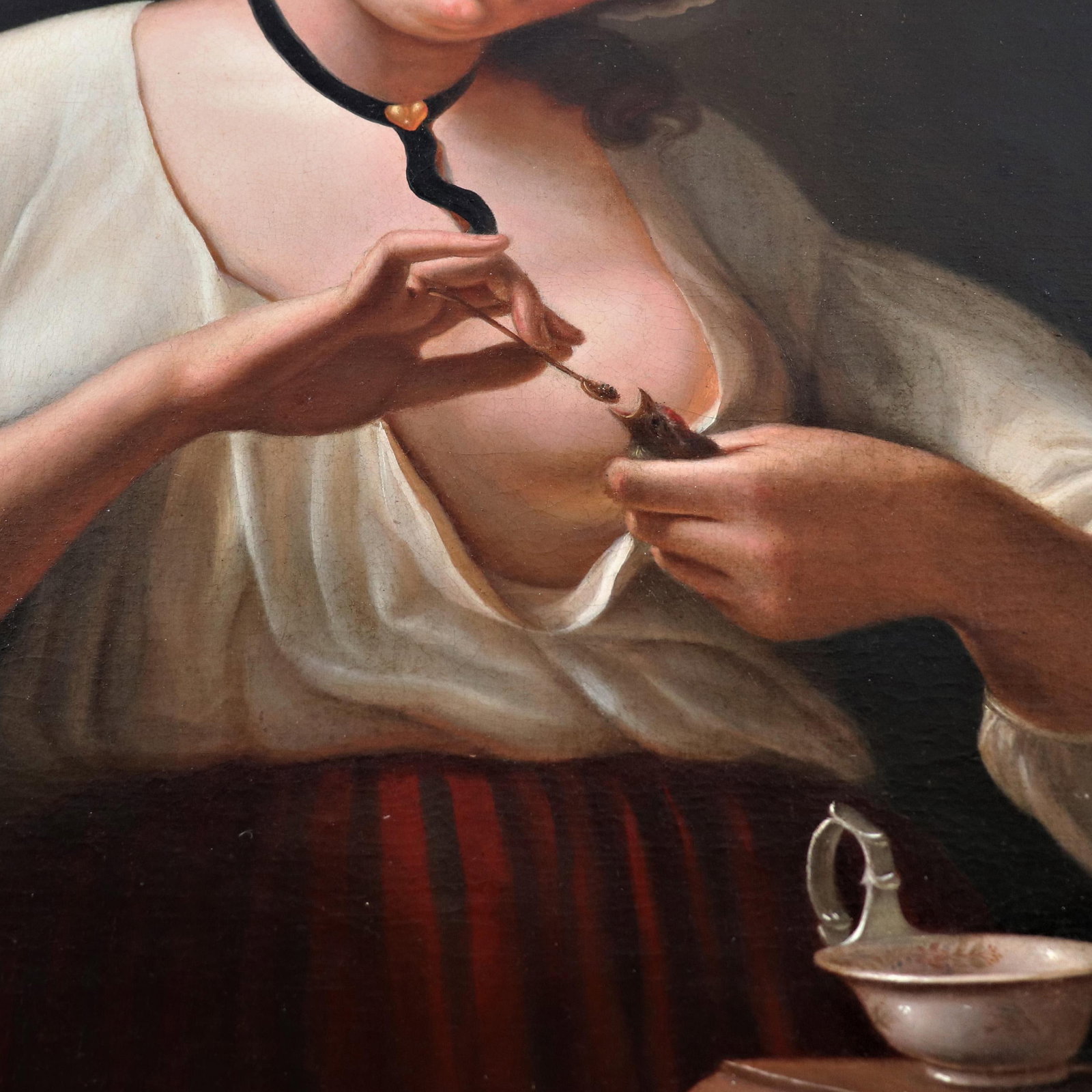 Mid-19th-Century French School Genre Painting, "Feeding the Bird" Evoking the Tradition of Greuze - 5