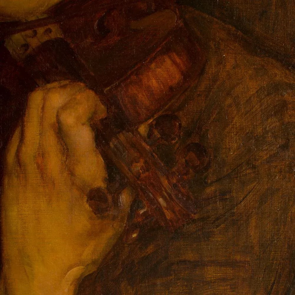 Early 20th Century Portrait of a Young Musician Oil Painting by Leonard Watts - 9