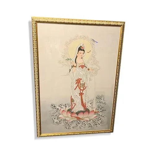 Mid 20th Century "Quan Yin" Asian Figurative Painting, Framed - 5