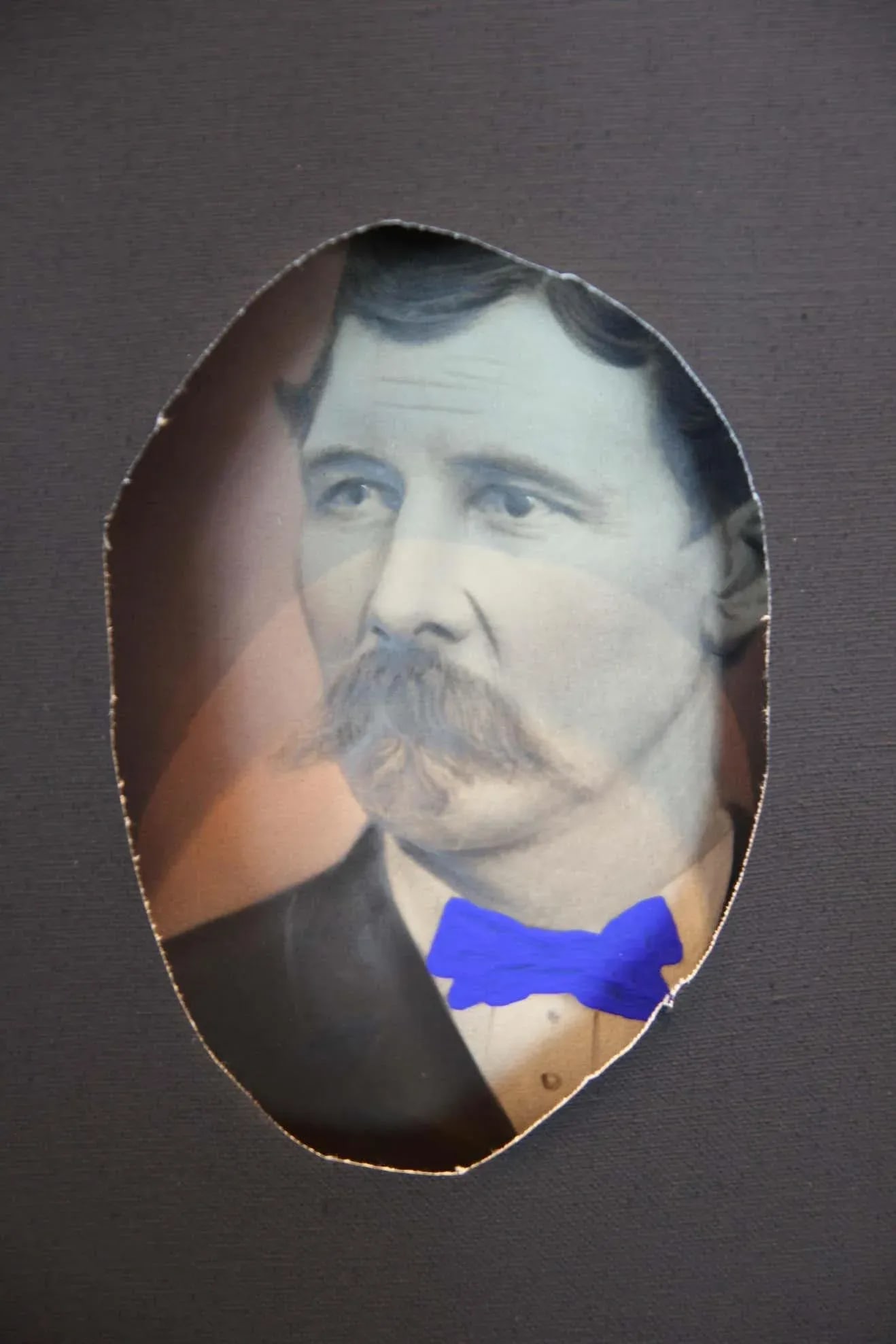 Matthew Reeves Black Canvas Wrapped Portrait of a Couple With Painted Bright Blue Collars 2020 - 3