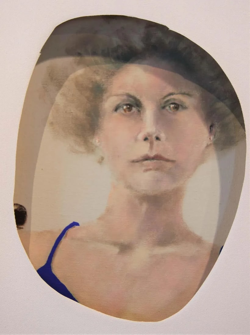 Matthew Reeves White Canvas Wrapped Portrait of a Woman in Bright Blue Dress 2020 - 2