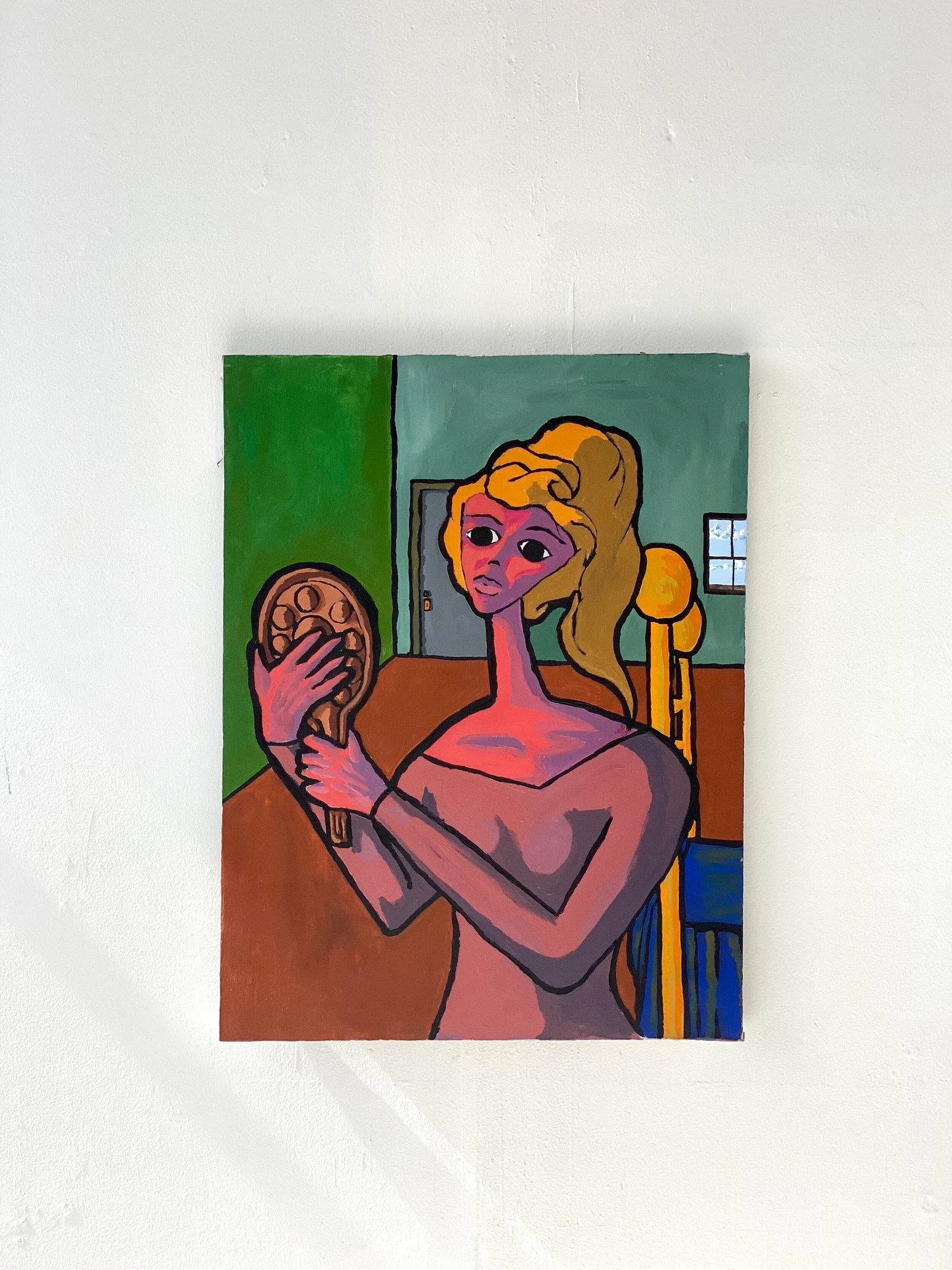 Vintage Surrealist Portrait Painting Signed Brian Gold, Circa 1970 - 10